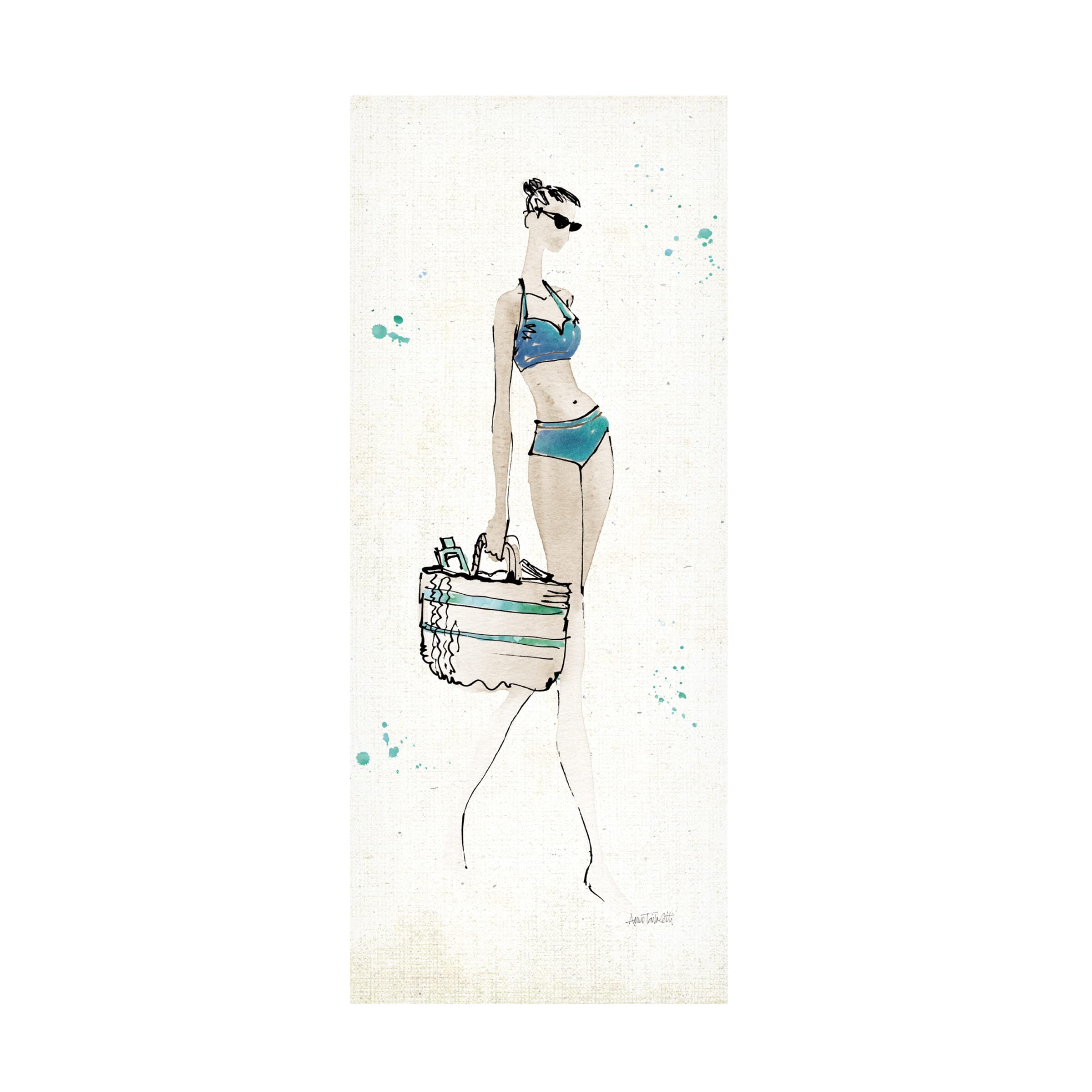 Beach Divas VI Canvas Wall Art Print by Anne Tavoletti - Coastal Beach Decor for Living Room, Bedroom & Office - Modern Seascape Painting for Home & Office Decor