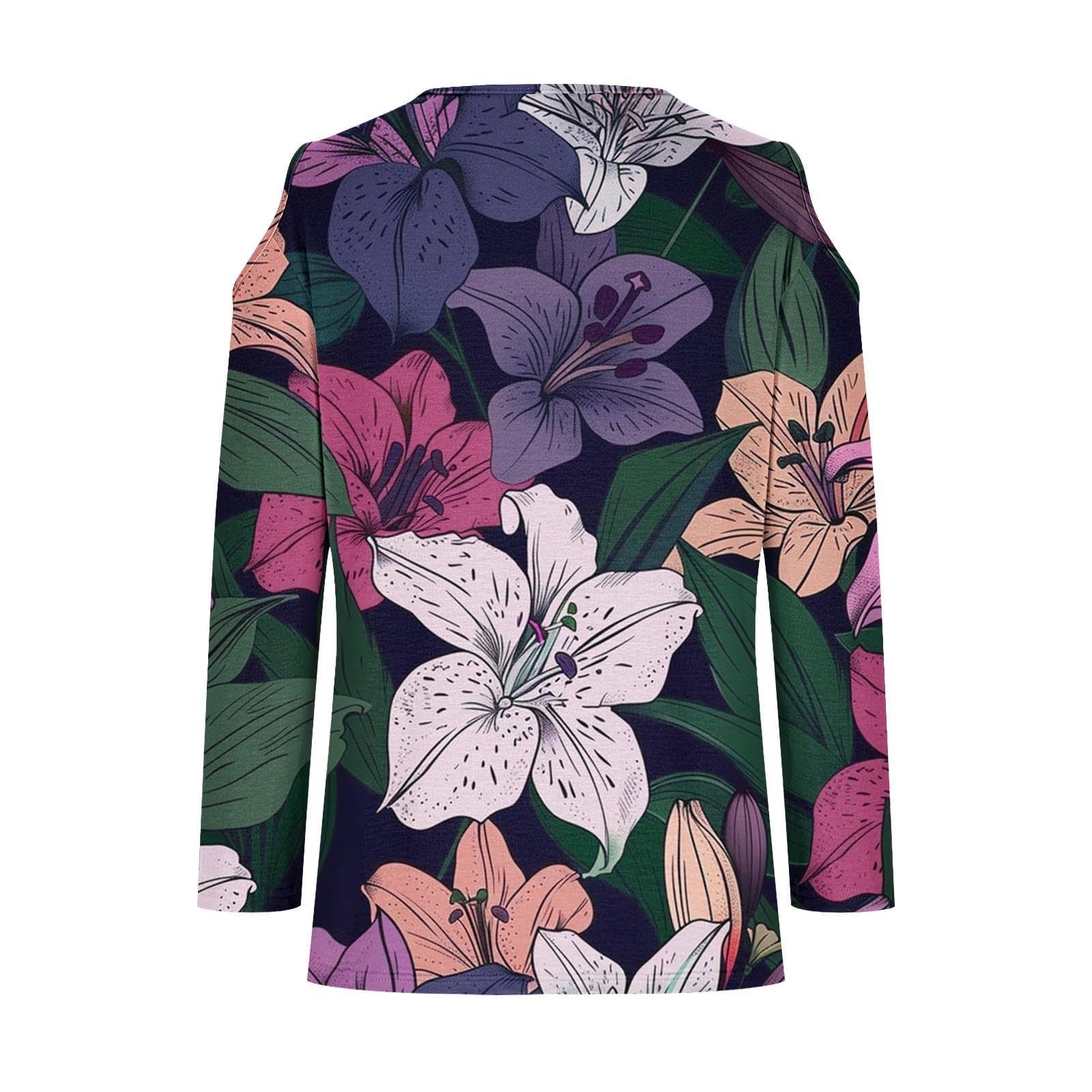 2024 Women's 3/4 Sleeve Cold Shoulder Floral Print Blouse - Loose Fit Crewneck T-Shirt Top | Prime Day Deals | Casual Wear, Summer Outfits & Daily Fashion