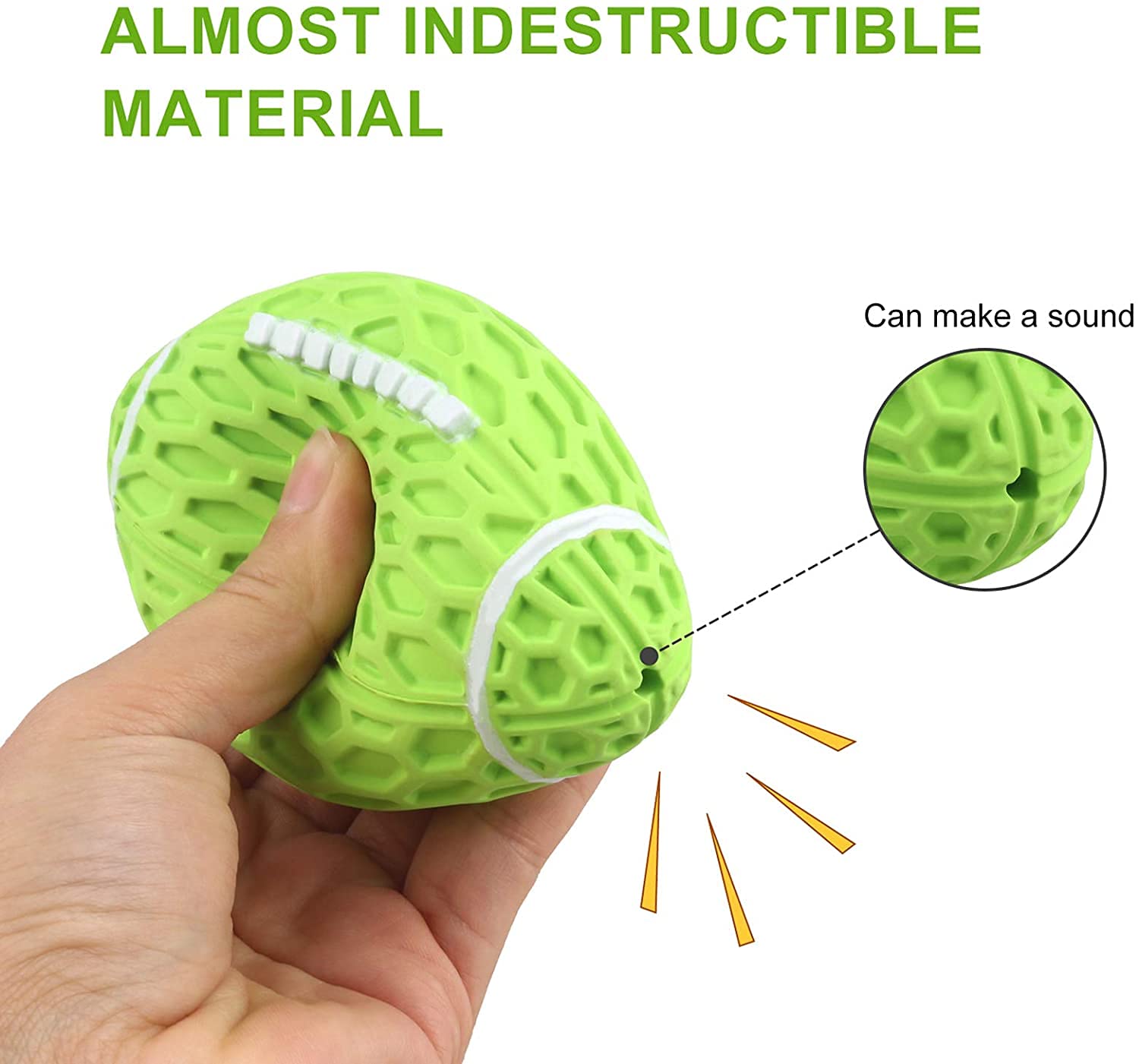 Durable Non-Toxic Squeaky Dog Ball - Interactive Chew Toy for Teeth Cleaning & IQ Training | Bite-Resistant Rubber Ball for Small & Large Dogs | Perfect for Fetch, Training & Playtime (Green)