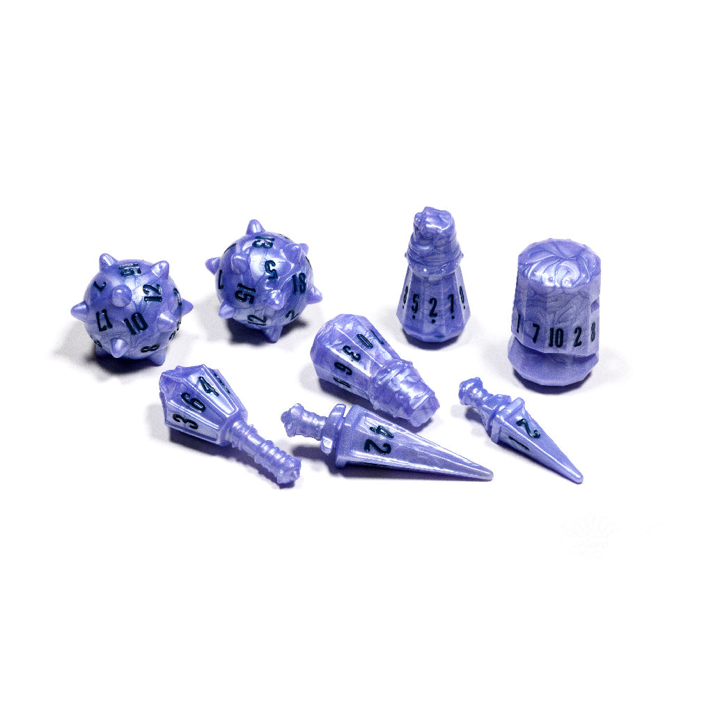 PolyHero Warrior 8 Dice Set - Ghost Knight RPG Dice for Dungeons & Dragons, Pathfinder, Tabletop Gaming - Perfect for Fantasy Role-Playing Games & Collectors
