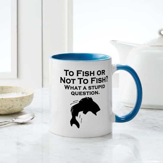 Funny Fishing Coffee Mug - 11 oz (325 ml) Ceramic Cup with 'To Fish Or Not To Fish' Design - Perfect for Anglers, Fishing Enthusiasts & Coffee Lovers - Great Gift for Father's Day, Birthday & Outdoor Adventures