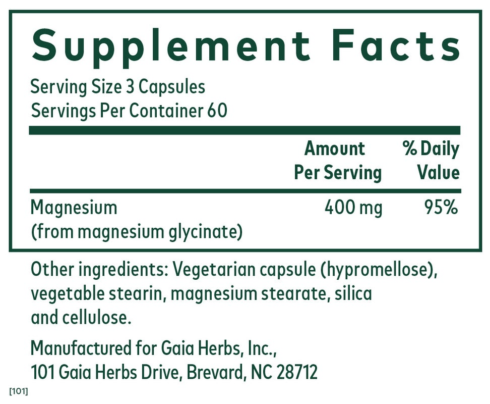 Gaia Magnesium Glycinate 400mg - 180 Capsules | High Absorption Magnesium Supplement for Stress Relief, Muscle Relaxation & Better Sleep | Vegan, Non-GMO | Perfect for Athletes, Busy Professionals & Nighttime Relaxation