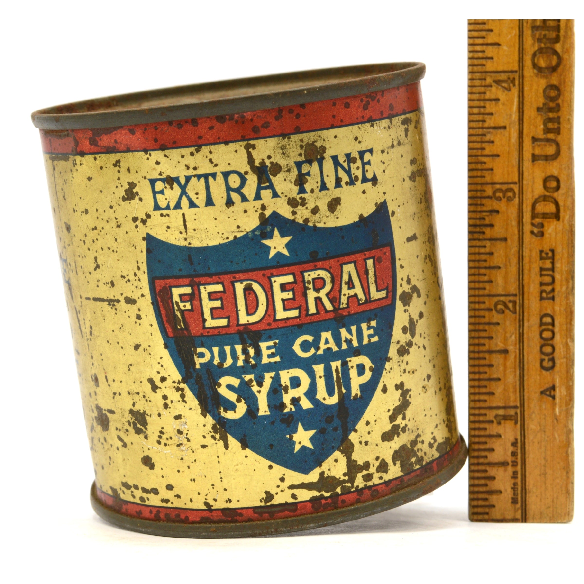 Vintage Federal Sugar Refining Co Pure Cane Syrup Tin Can - Rare Antique Collectible from Yonkers NY | Perfect for Home Decor, Kitchen Display & Vintage Collections