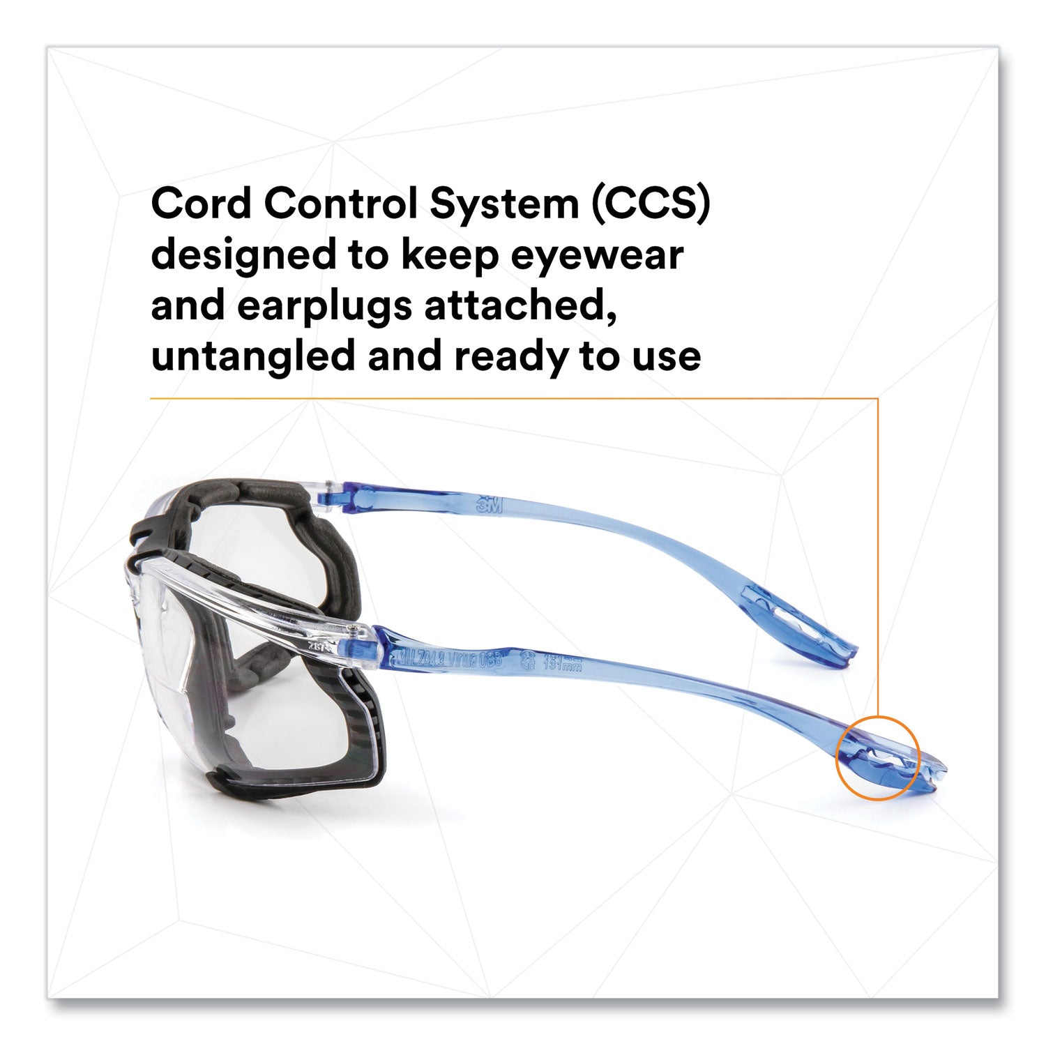 3M™ CCS Protective Safety Glasses with Foam Gasket - Blue Plastic Frame & Clear Polycarbonate Lens - Ideal for Construction, Lab Work, and DIY Projects