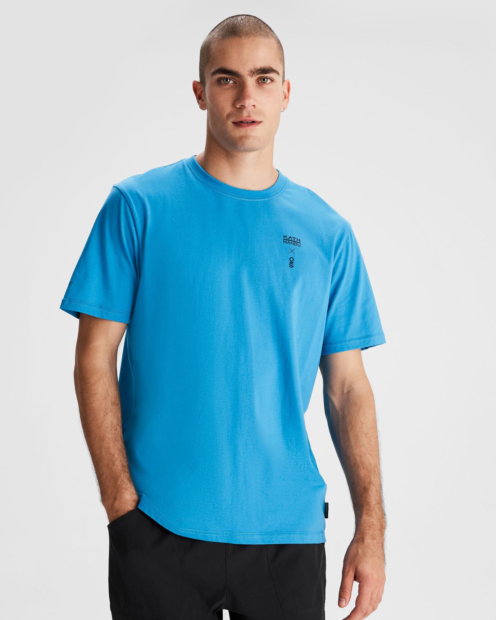 Organic Cotton Men's T-Shirt by O.Smither Lines - Soft Sea Blue Crewneck Tee for Casual Wear & Everyday Comfort