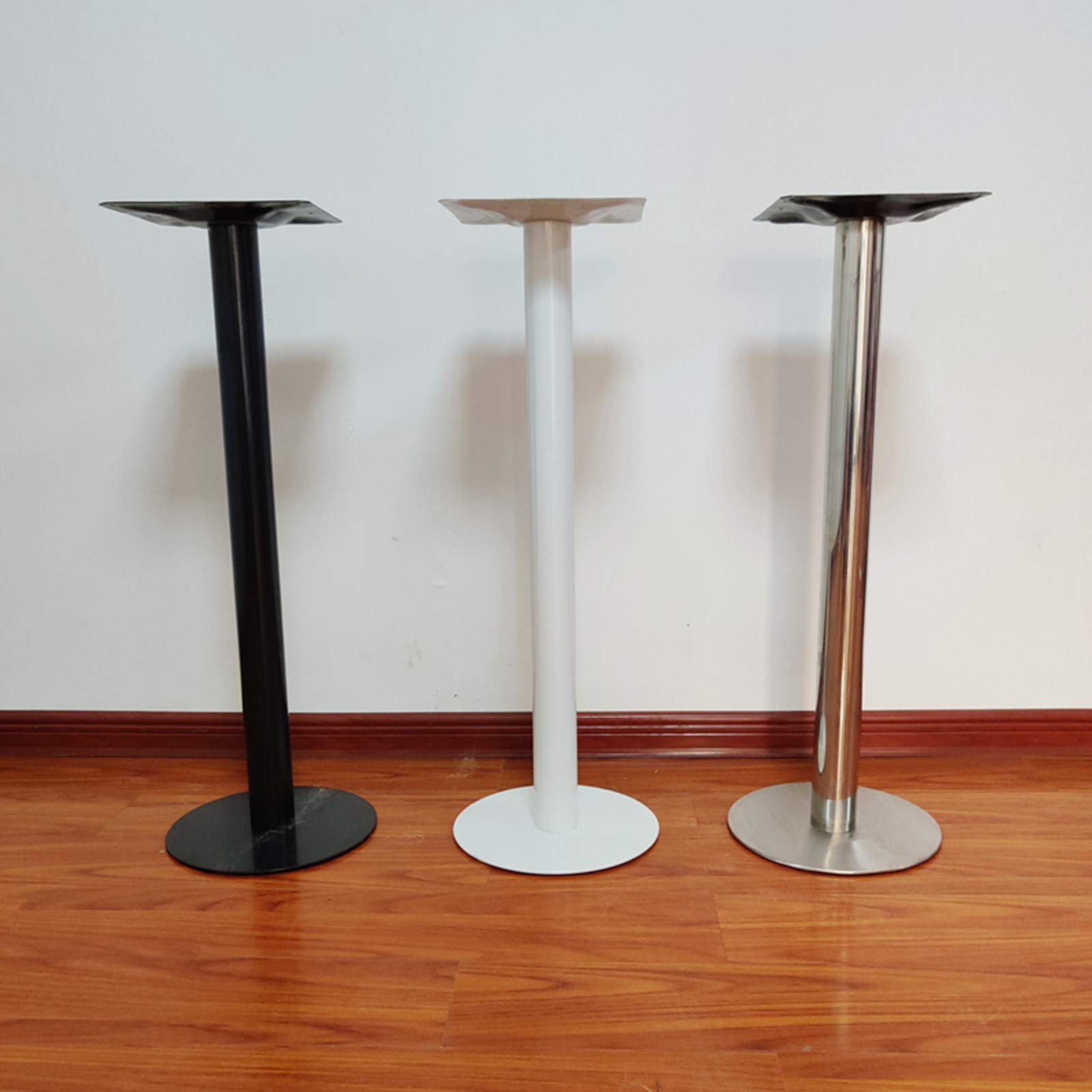 Heavy Duty Single Column Desk Leg - Black Metal Thickened Round Tube Bracket (50cm/19.7in) for Kitchen Breakfast Bar, Coffee Table, Workbench & Counter Support - Perfect for Home Office, Restaurant & Commercial Furniture