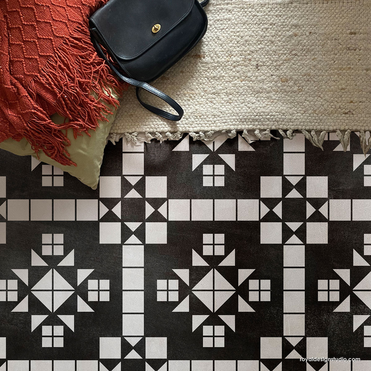 Premium Chelsea Mosaic Floor Tile - Large 12x12 Inch Porcelain Tiles for Bathroom, Kitchen Backsplash & Entryway Decor