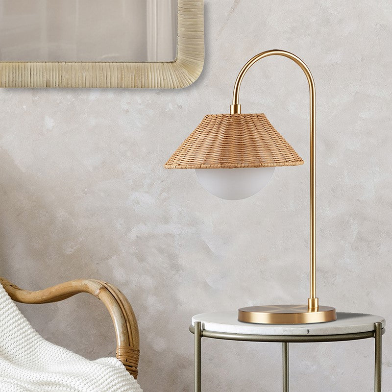 Laguna Rattan Weave Shade Table Lamp - Natural Woven Rattan Bedside Lamp for Bedroom, Living Room & Office - Warm Ambient Lighting Decor