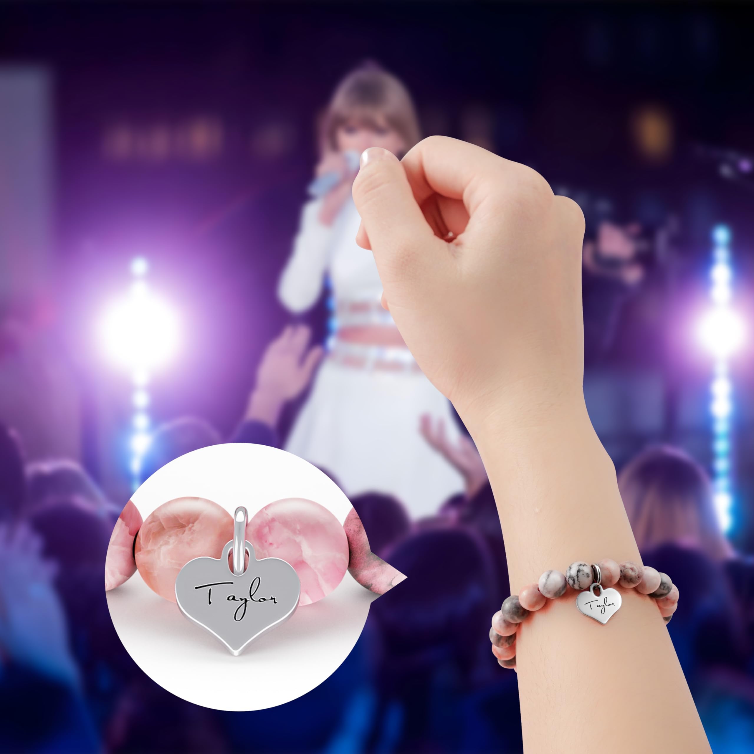 Taylor Swift Inspired Friendship Bracelets for Women & Girls - Birthday Gifts for Sisters, Best Friends | Pink Beaded Jewelry for Parties, Concerts & Everyday Wear | Medium Size Adjustable Wristband