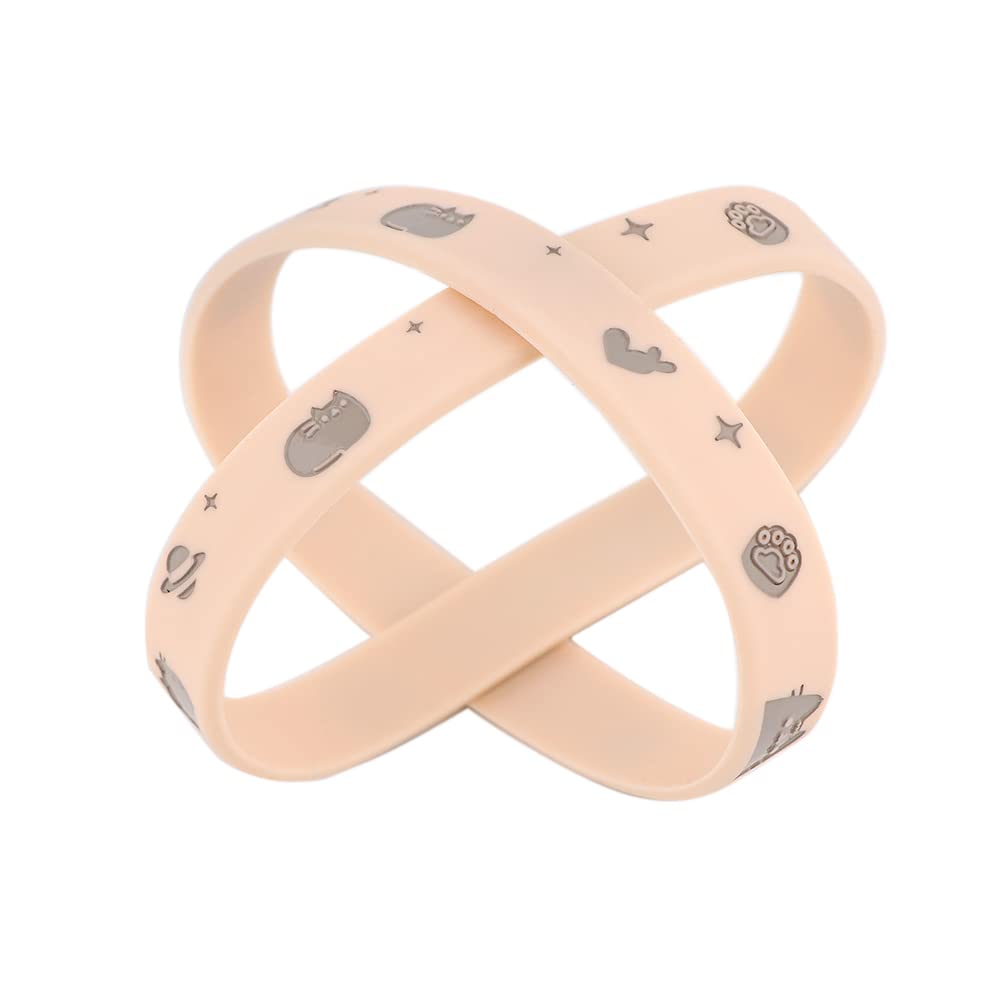 2 Pack Cute Kawaii Cat Silicone Bracelets - Trendy Rubber Bangle Wristbands for Girls, Boys, Women & Men - Perfect Birthday Gifts, Sports Accessories & Everyday Wear