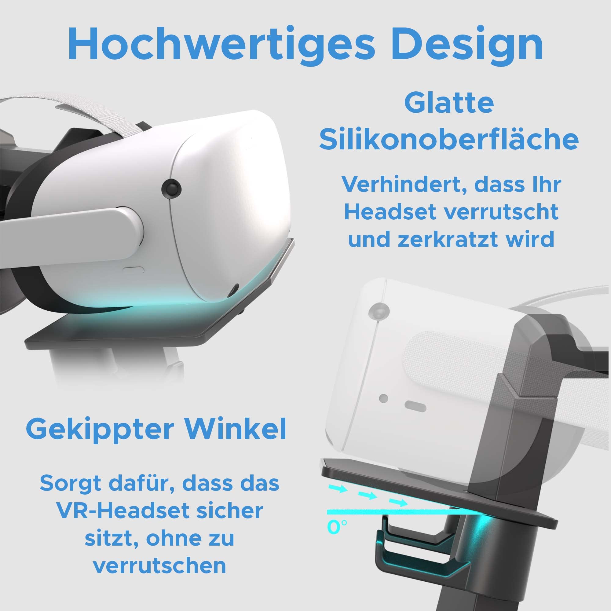 DigiCharge VR Headset Stand for PS VR 2, PSVR2, Meta Quest 2, Quest 1, Rift S, Valve Index, HP Reverb G2 & PICO 4 - Universal VR Display Mount Station for Headset & Controllers - Perfect for Gaming Setup & VR Accessories Organization