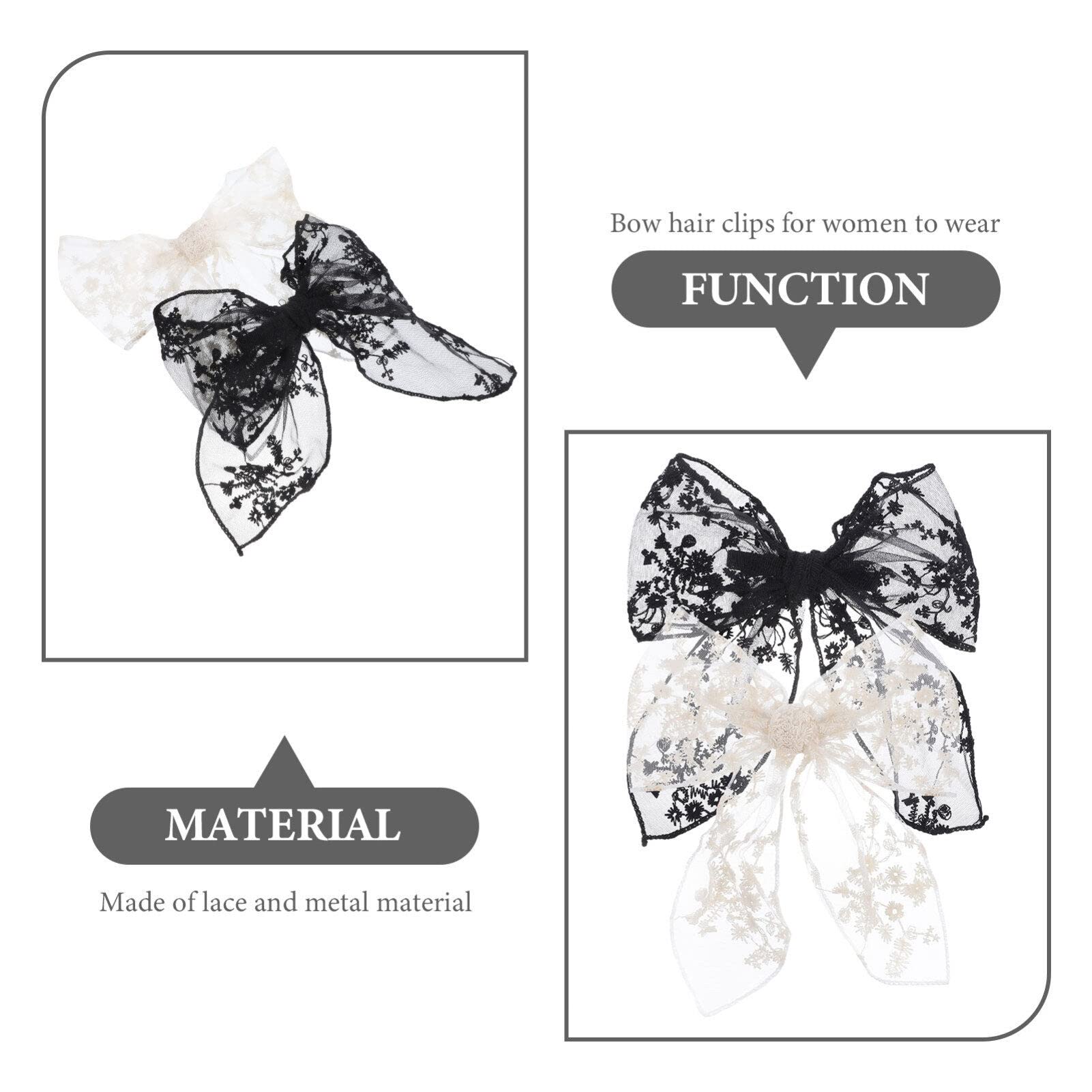 Embroidered Lace Hair Bows for Women & Girls - 2pcs Set for Parties & Weddings