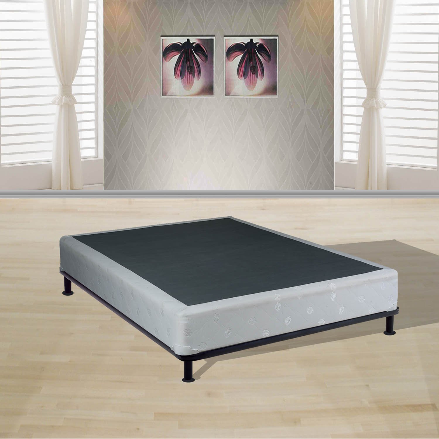 8-Inch Wood Traditional Box Spring/Foundation for King Size Mattress Set - Sturdy Support, Beige - Perfect for Bedroom, Guest Room, and Dormitory Use