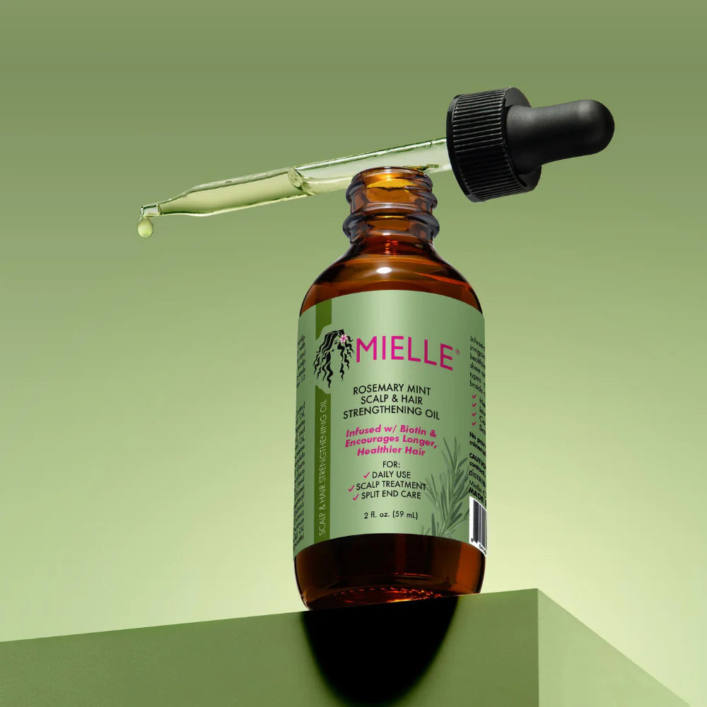 Mielle Rosemary Mint Scalp & Hair Strengthening Oil 59ml - Natural Hair Growth Treatment for Dry, Damaged Hair - Perfect for Daily Scalp Massage & Nighttime Hair Care Routine