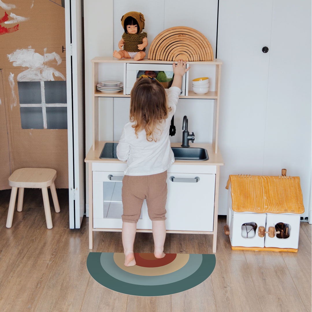 Rainbow Non-Slip Vinyl Floor Mat - Waterproof & Durable for Kitchen, Bathroom, Nursery | Easy to Clean Decorative Rug for Home & Office Use