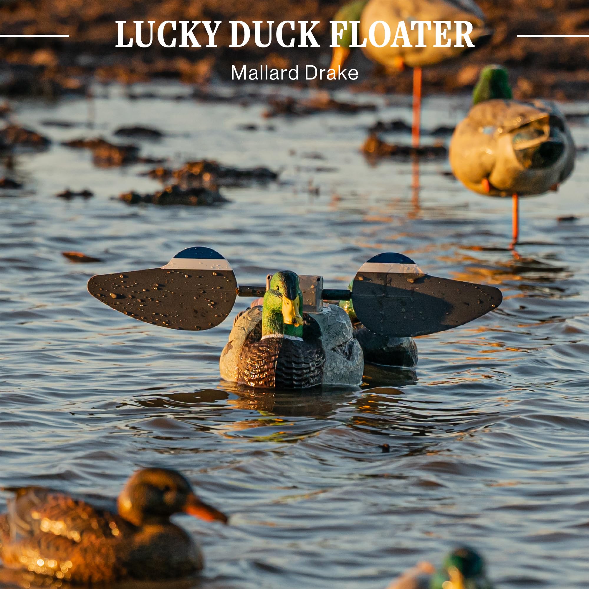 Lucky Duck Water Motion Duck Hunting Decoys - Realistic HD Floater Decoys for Waterfowl Hunting | Perfect for Duck Blinds, Ponds & Marsh Hunting