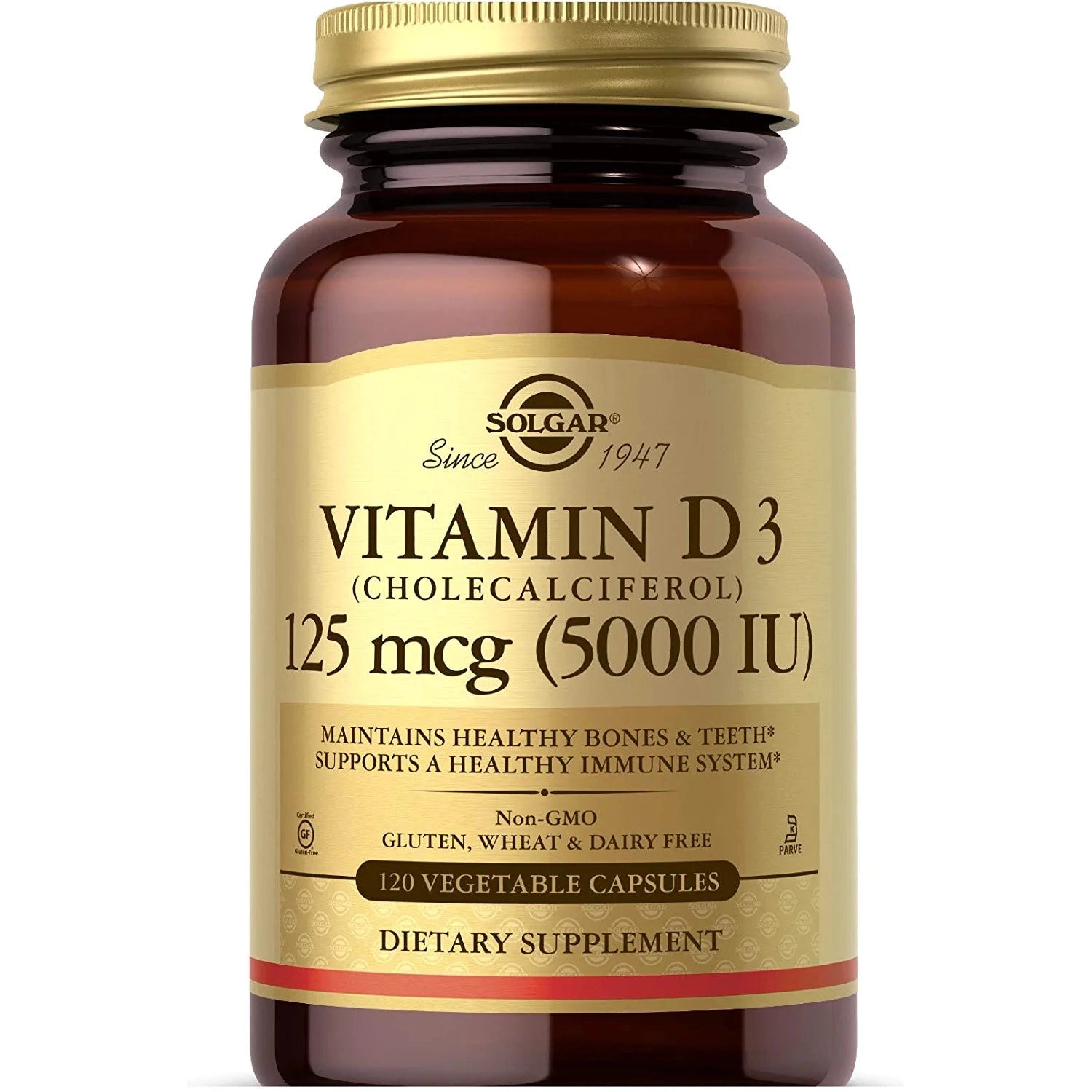 Solgar Vitamin D3 (Cholecalciferol) 125 mcg (5000 IU) - High Potency Vitamin D Supplement for Immune Support, Bone Health & Mood Regulation | Supports Healthy Immune System, Strong Bones & Overall Wellness