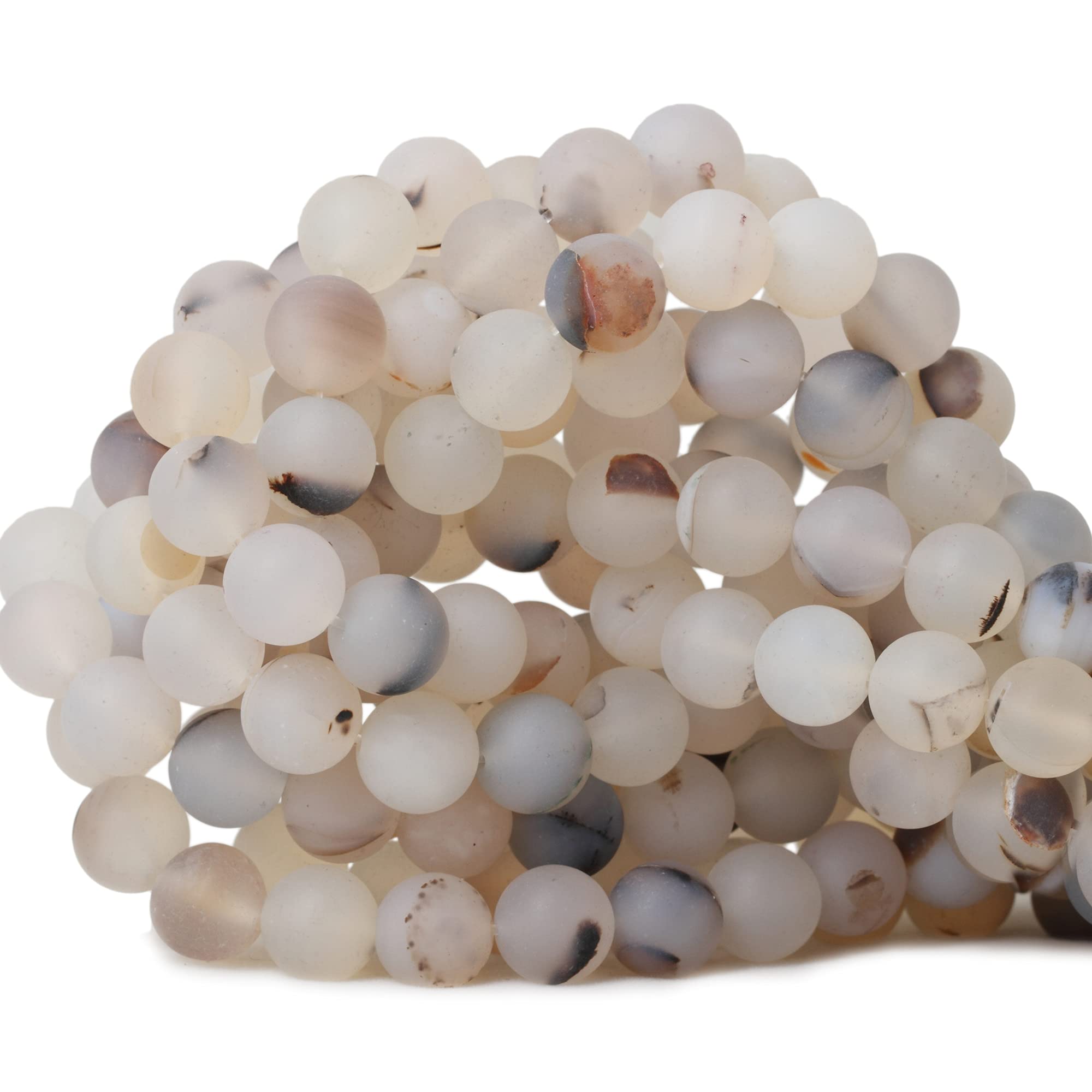 35PCS 10mm Natural Frosted Moss Grass Agate Gemstone Round Loose Beads for DIY Jewelry Making - 1 Strand 15