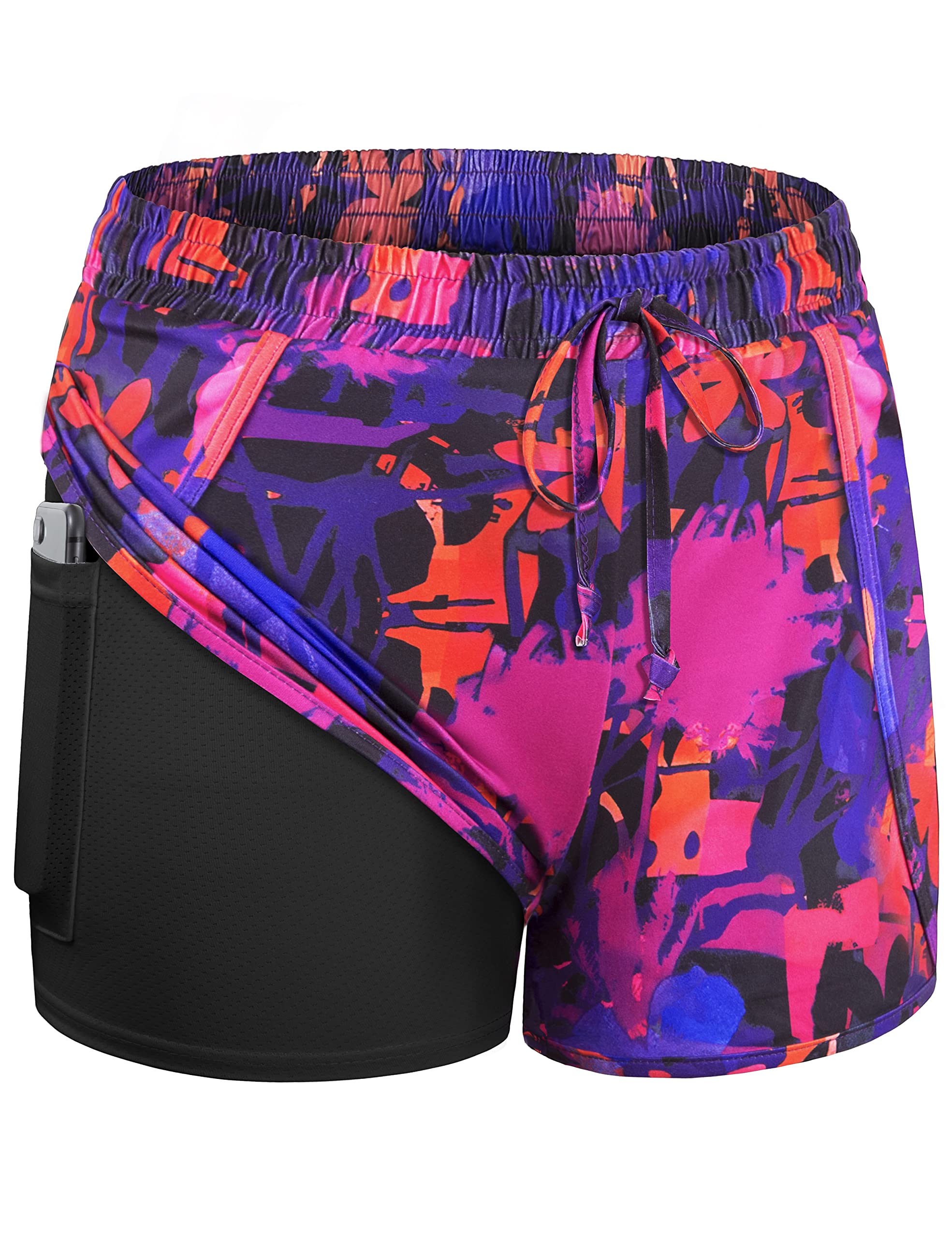 BLEVONH Women's 2-in-1 Yoga Running Shorts with Pockets - High Waist Athletic Workout Shorts for Women S-3XL - Perfect for Yoga, Gym, Running & Outdoor Activities