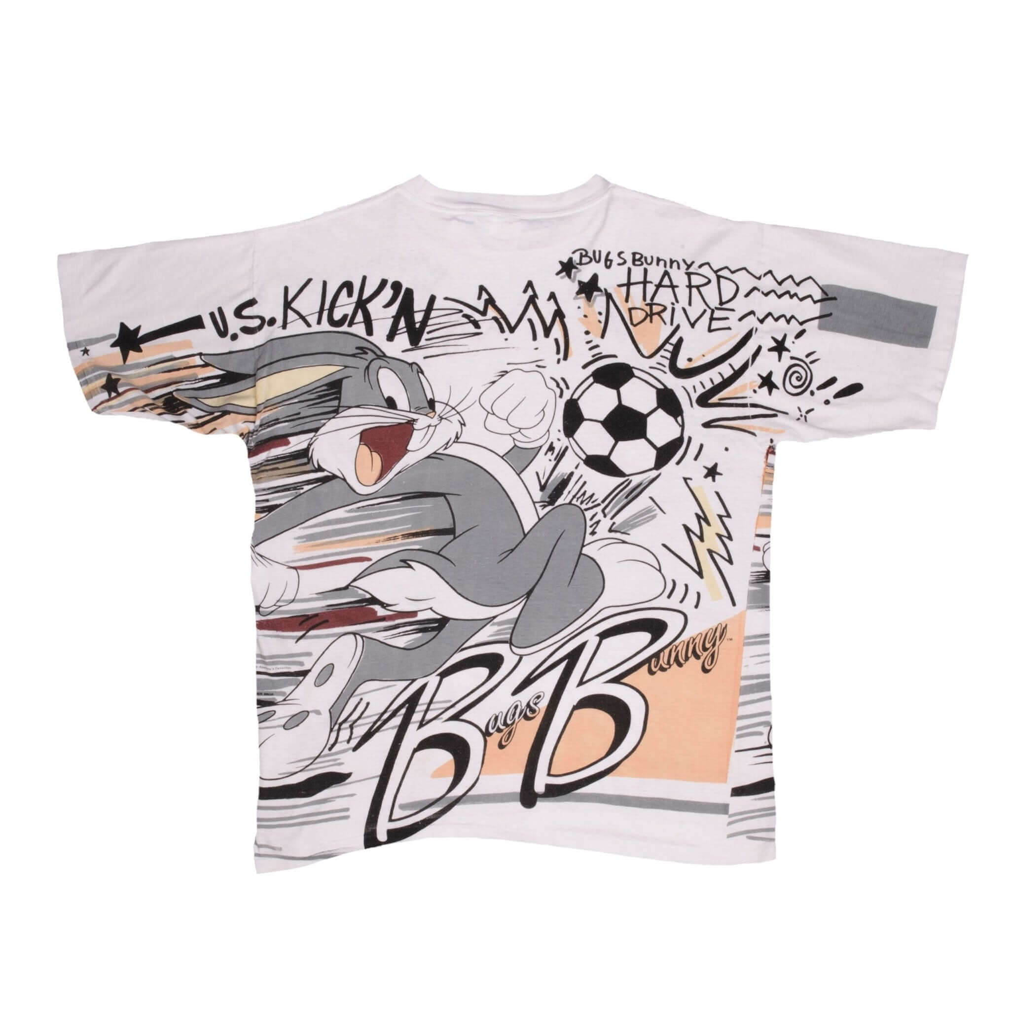 Vintage 1993 Looney Tunes Bugs Bunny All Over Print T-Shirt - Large Size - Casual Wear & Retro Cartoon Fan Gift