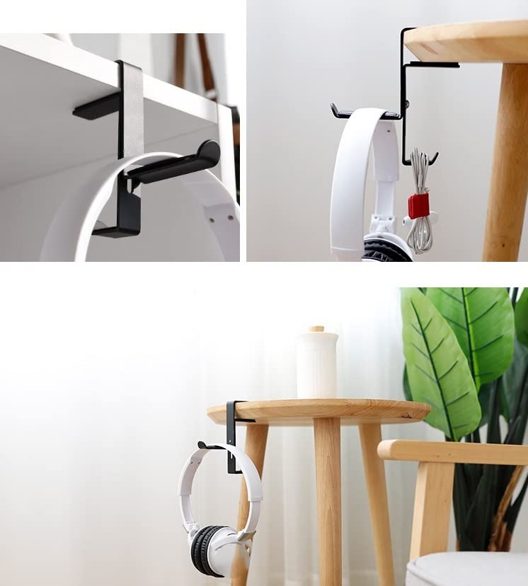Universal Headphone Stand with Desk Clamp - Space Saving Headset Holder for Gaming & Office Use - Adjustable Headphone Hanger Bracket for Display & Organization (Black) - Perfect for Workstations, Gaming Setups & Home Offices