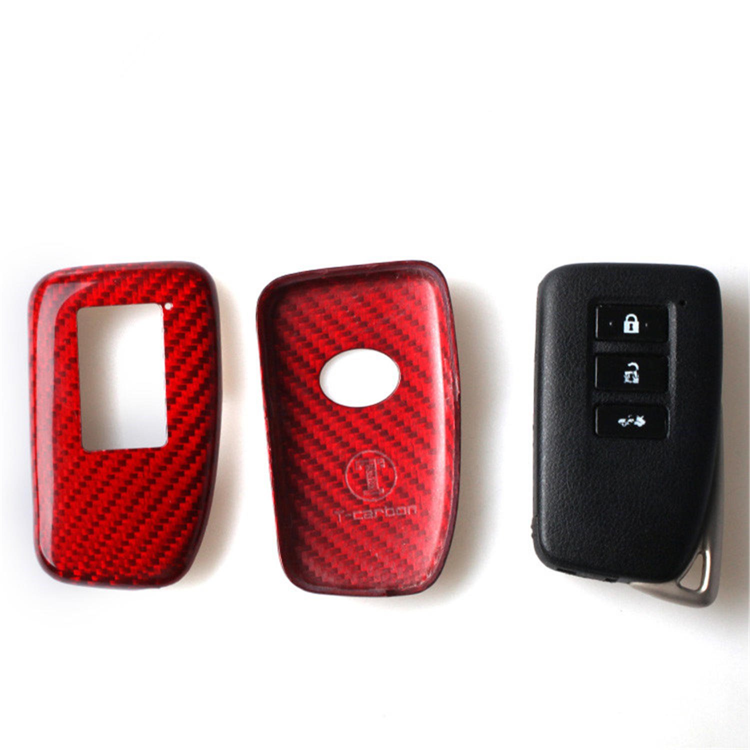 Premium Carbon Fiber Key Fob Cover for Lexus ES/GS/GX/LC/LS/LX/NX/RC/RX/UX - Lightweight Glossy Smart Car Remote Key Protector (2-Button & 3-Button Options, Red) | Durable Protection & Stylish Upgrade for Daily Use, Commuting & Car Enthusiasts