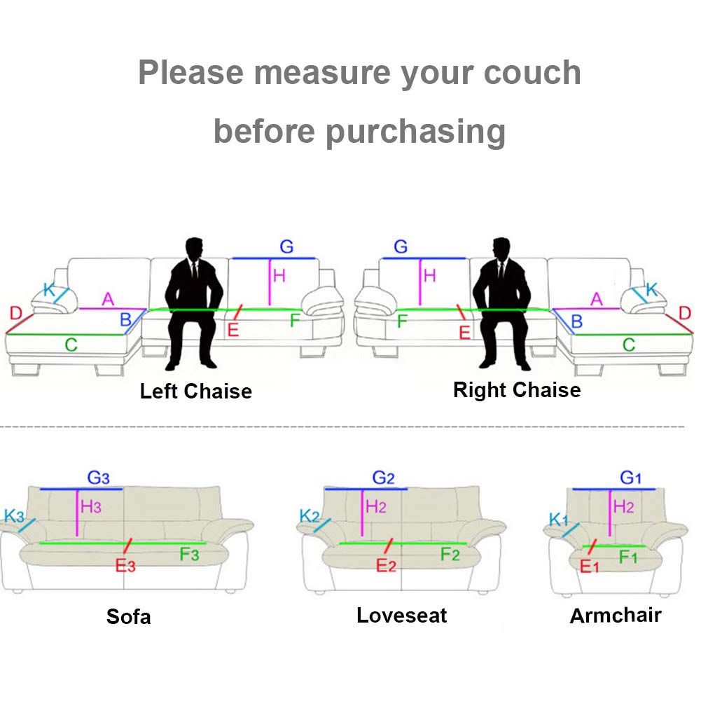 HM&DX Quilted Anti-Slip Sofa Slipcover - Plush Sectional Couch Cover Protector for L-Shaped Sofas, Lavender 70x120cm (28x47in) - Perfect for Living Room, Family Room & Home Decor Protection