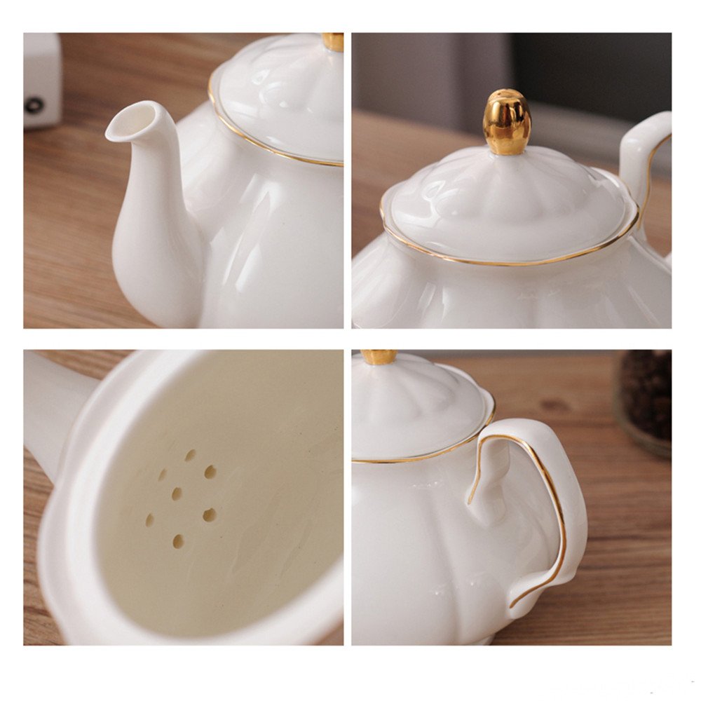 Fanquare 15-Piece Elegant White Bone China Tea Set - Ceramic Teapot, Cups & Matching Spoons for Afternoon Tea, Coffee Service | Perfect for Home, Cafe & Gift Giving