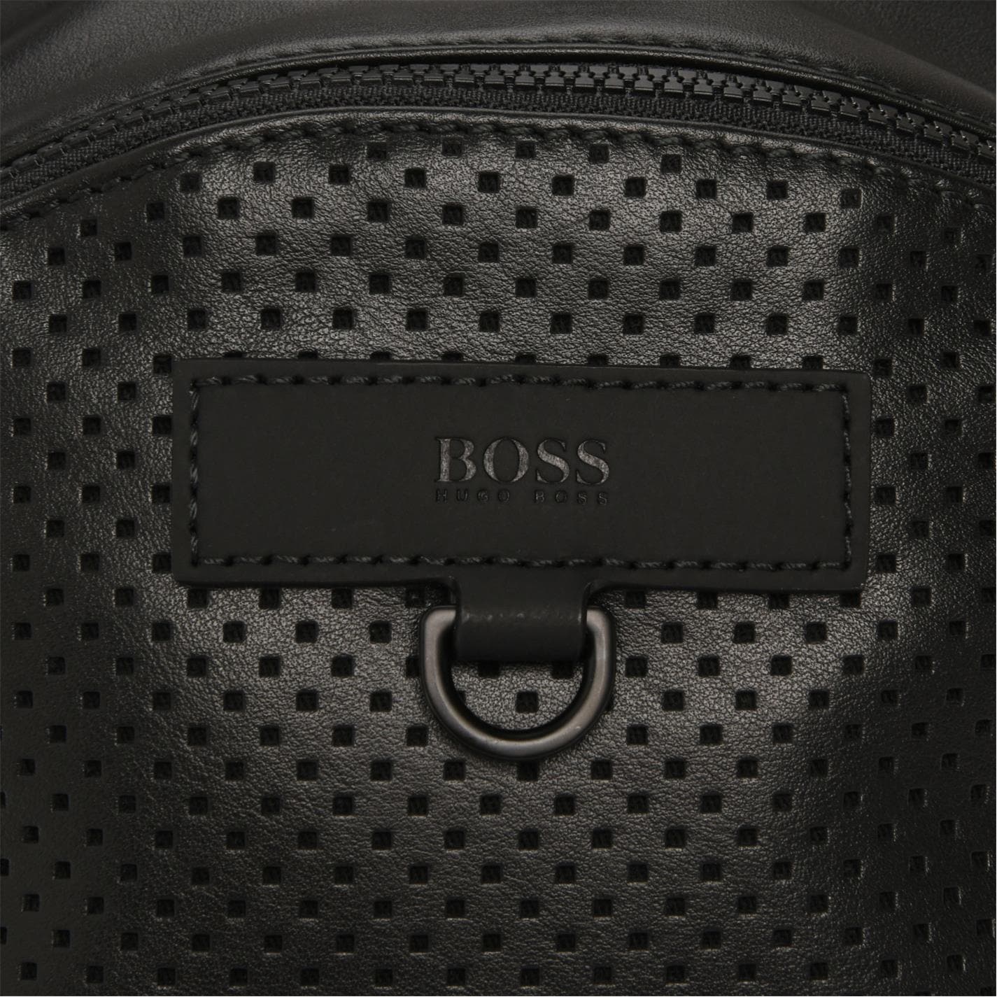 Hugo Boss Men's Black Leather Trucker Backpack - Stylish Laptop Bag for Work, Travel & Everyday Use