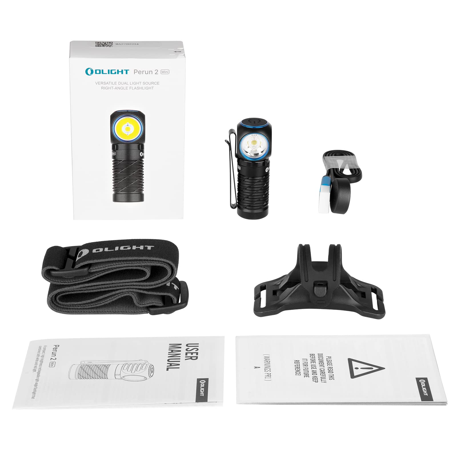 Olight Perun 2 Mini Rechargeable Headlamp - 1100 Lumens LED Right Angle Flashlight with Red Light Mode for Camping, Hiking, Running & Work | Compact Hands-Free Lighting for Outdoor Adventures, Night Jogging & DIY Projects - Black