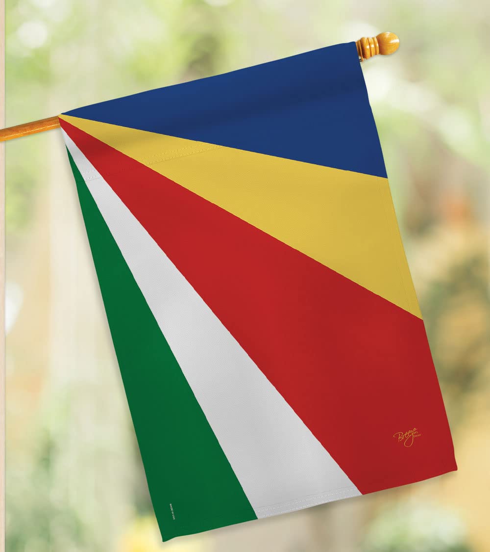 Seychelles National Flag Set 28x40in with Pole for Home & Garden Decor