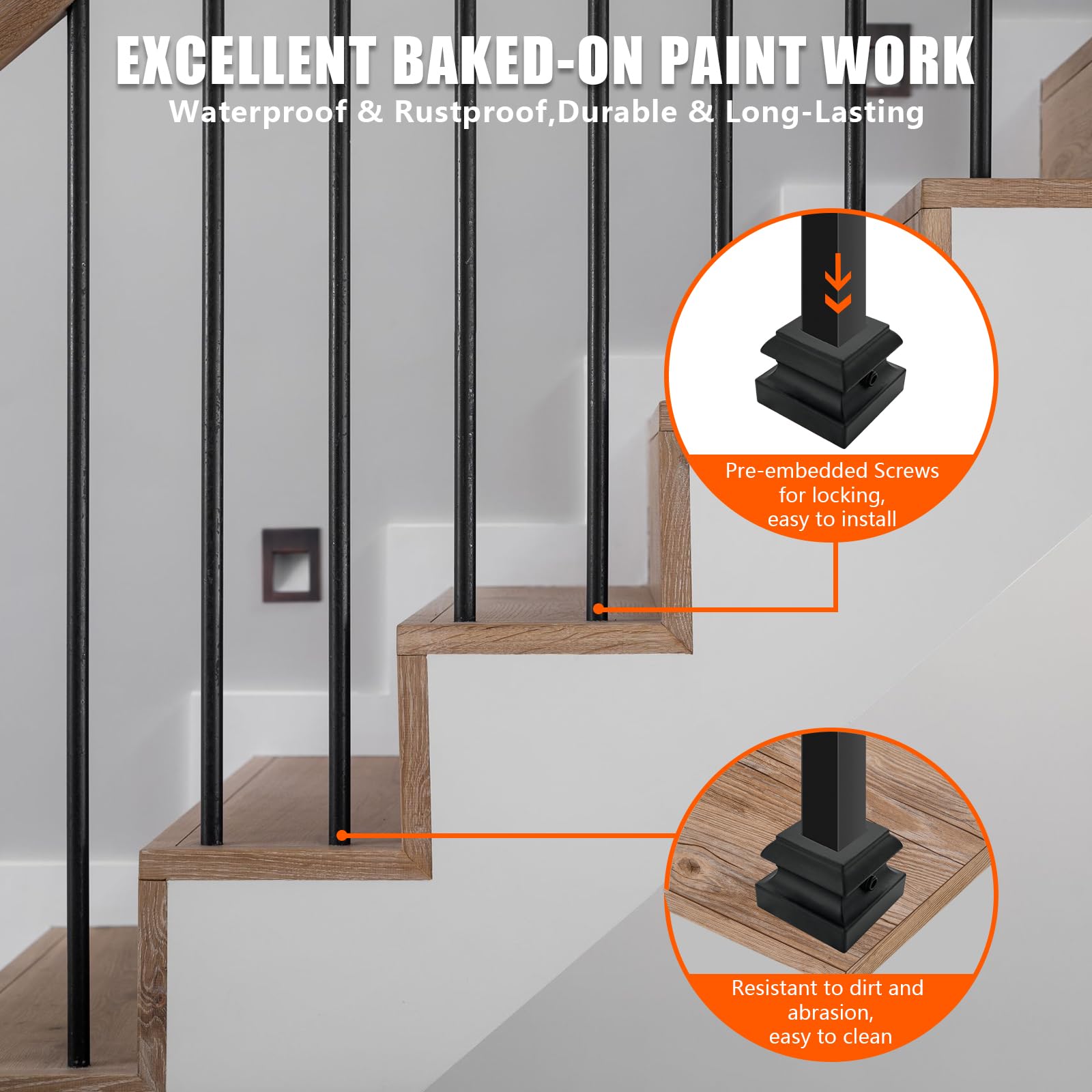 10-Pack Satin Black Wrought Iron Baluster Shoes - 1/2 Inch Square Aluminum Alloy Staircase Leveling Shims for Interior Railings | Perfect for Home Stair Renovation & DIY Handrail Installation