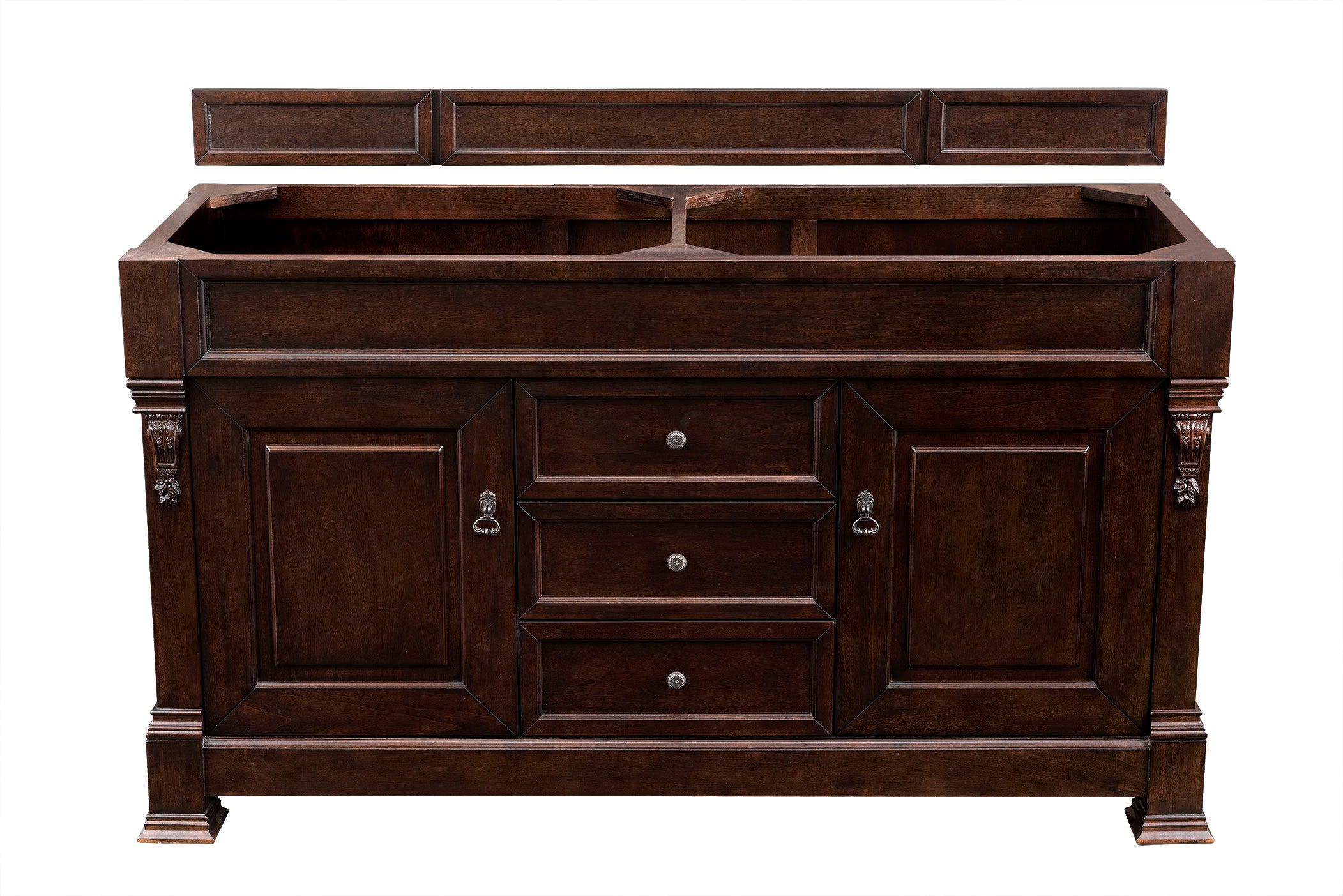 Brookfield 60-Inch Burnished Mahogany Double Vanity Bathroom Sink - Elegant Modern Bathroom Furniture for Master Bath & Guest Bath Remodel