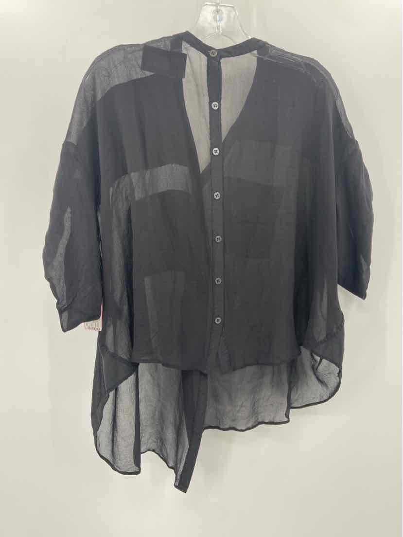 Pre-Owned AllSaints Black Silk Button Down Blouse Size 14 - Elegant & Sustainable Office Wear for Women