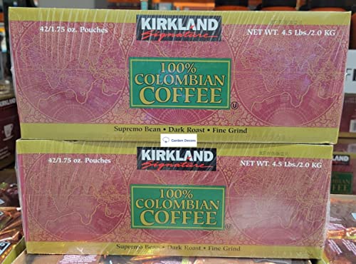 Kirkland Signature Colombian Supremo Dark Roast Coffee Beans, Fine Grind (Frac 42), 4.5lbs (2.0kg) - 2 Pack Boxes - Rich & Bold Flavor for Home Brewing, Office Use & Gifts
