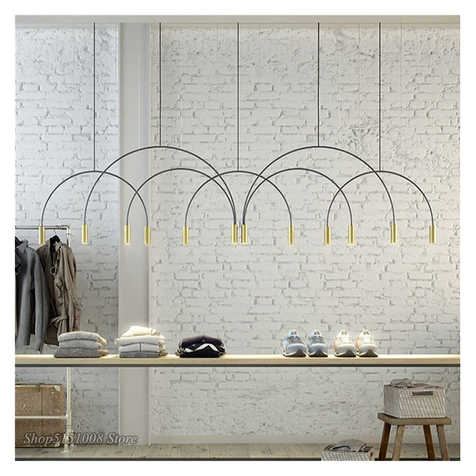 Postmodern Spot Chandelier Lighting - Golden 1 Head Designer Arch Hanging Lamp for Restaurant, Living Room & Bedroom | Elegant Ceiling Fixture for Dining Areas, Hallways and Entryways