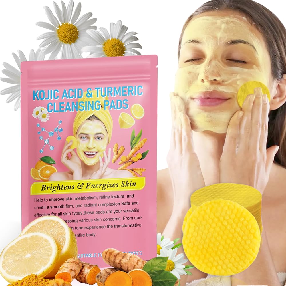 Turmeric & Kojic Acid Exfoliating Face Scrub Pads - 40 Count Brightening Cleansing Pads for Dark Spots, Keratin Removal & Hydration Balance - Gentle Facial & Body Exfoliator for Glowing Skin - Perfect for Daily Skincare Routine & Acne-Prone Skin Treatment