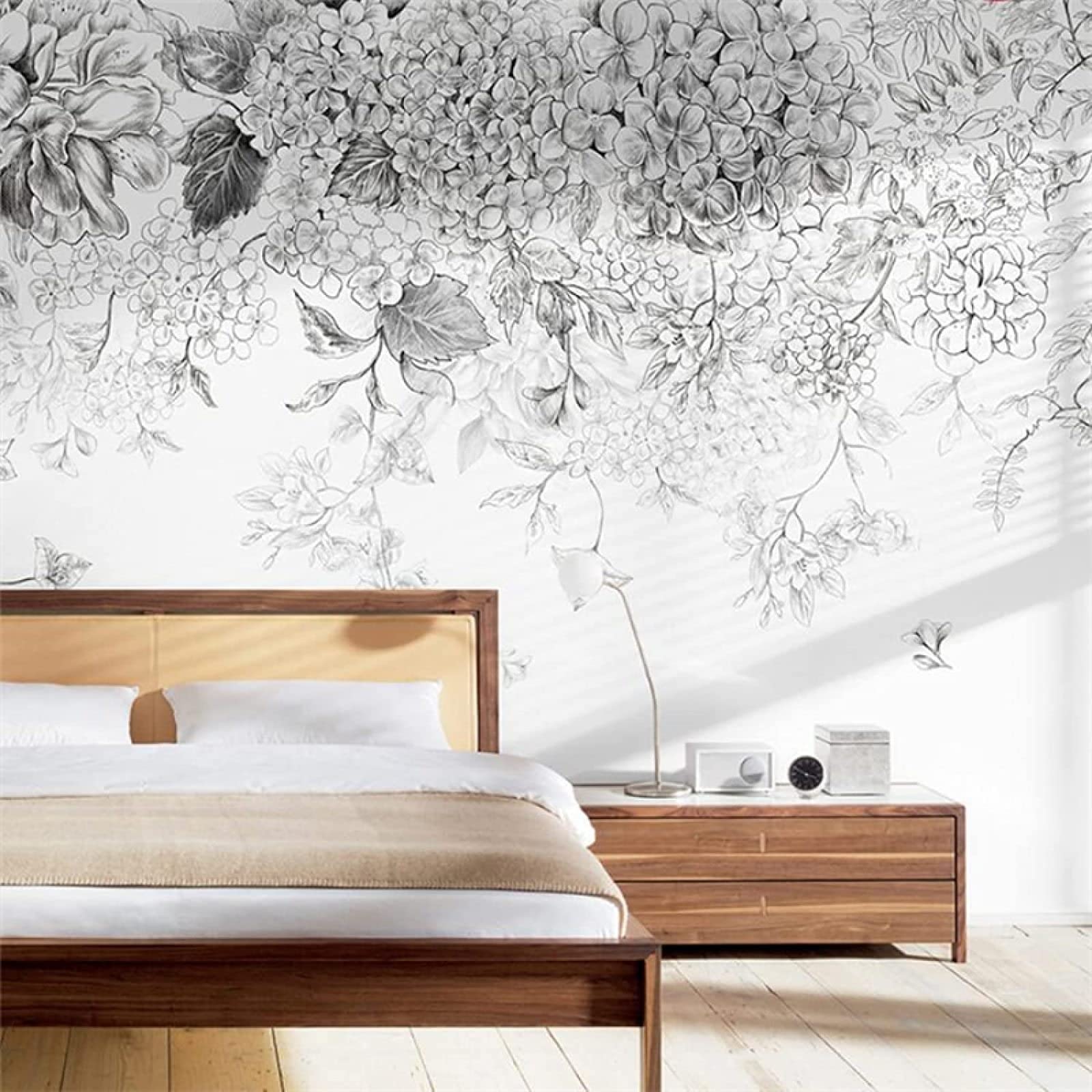 Removable Kitchen Wallpaper Mural - Hand-Painted Floral Design with Plants & Butterflies, Modern Minimalist Peel & Stick Wall Decal (350x245cm) - Perfect for Home Decor, Backsplash, Accent Walls & Rental Apartment Makeovers