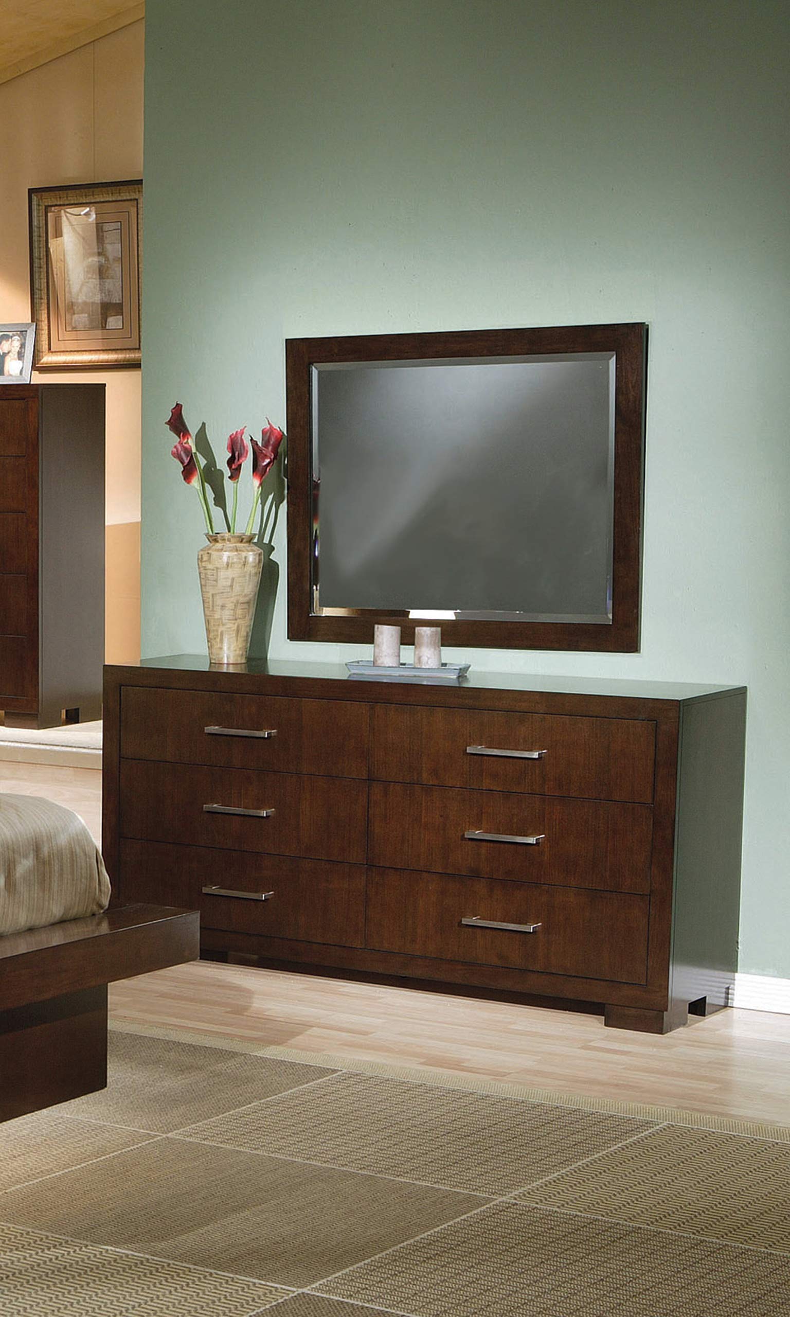 Coaster Home Furnishings Jessica Rectangle Wall Mirror - 24x36 Inches, Cappuccino Finish - Elegant Decorative Mirror for Living Room, Bedroom & Entryway