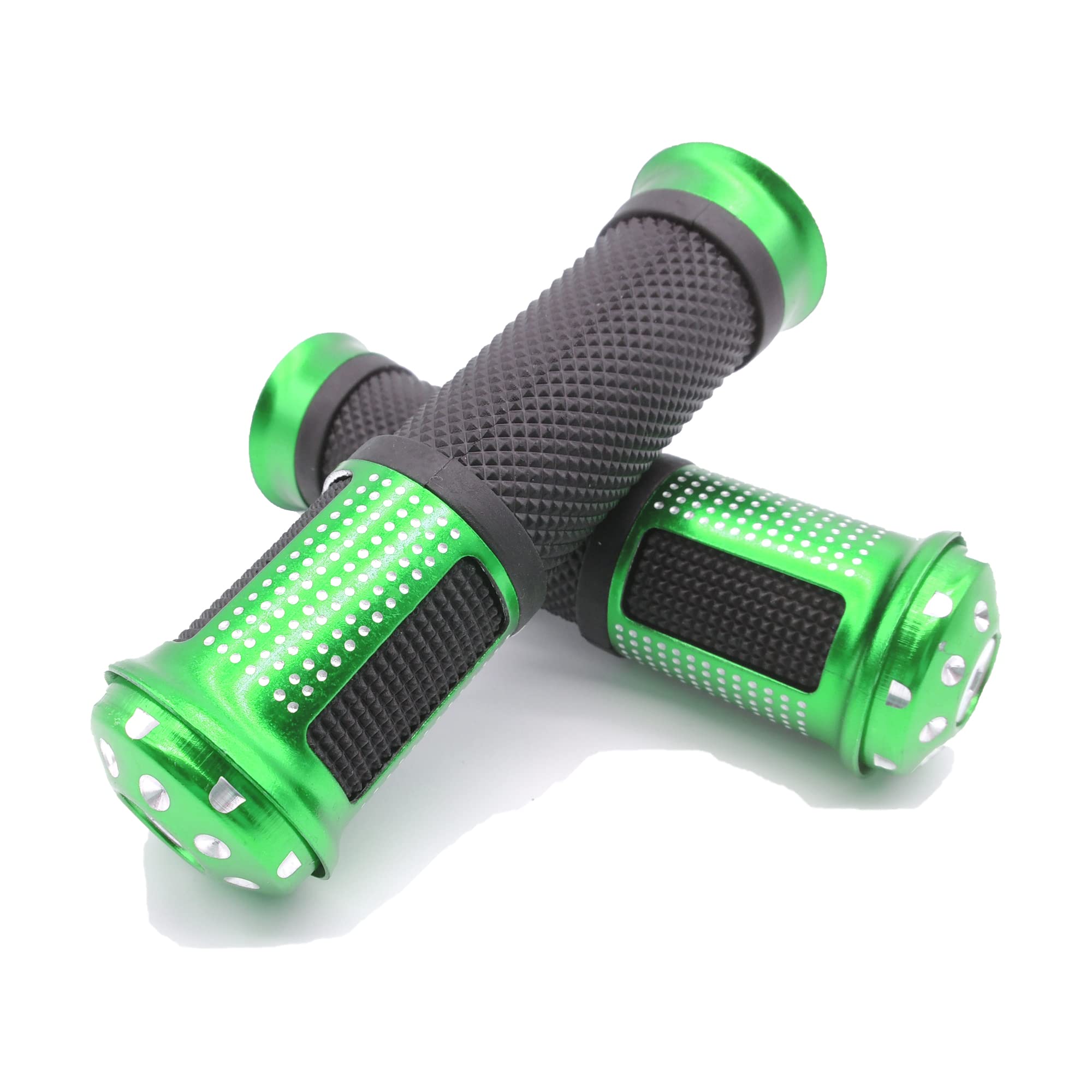 HiSport Universal Motorcycle Handlebar Grips 7/8 inch - 2PCs Non-Slip Comfort Grips for Most Motorcycles (Green) - Perfect for Cruiser, Dirt Bike, ATV & Street Bike Riding