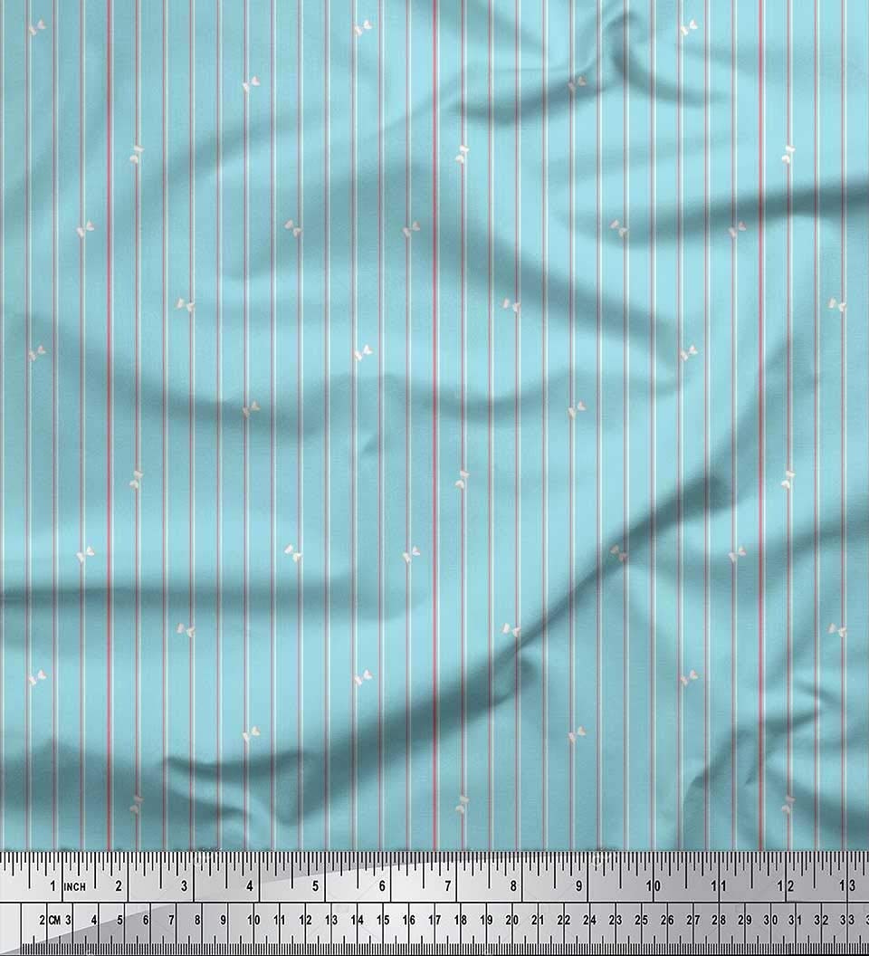 Soimoi 100% Polyester Crepe Fabric - Striped & Sand Timer Print Shirting Material - 42 Inches Wide by The Yard - Perfect for Dresses, Blouses, and DIY Fashion Projects