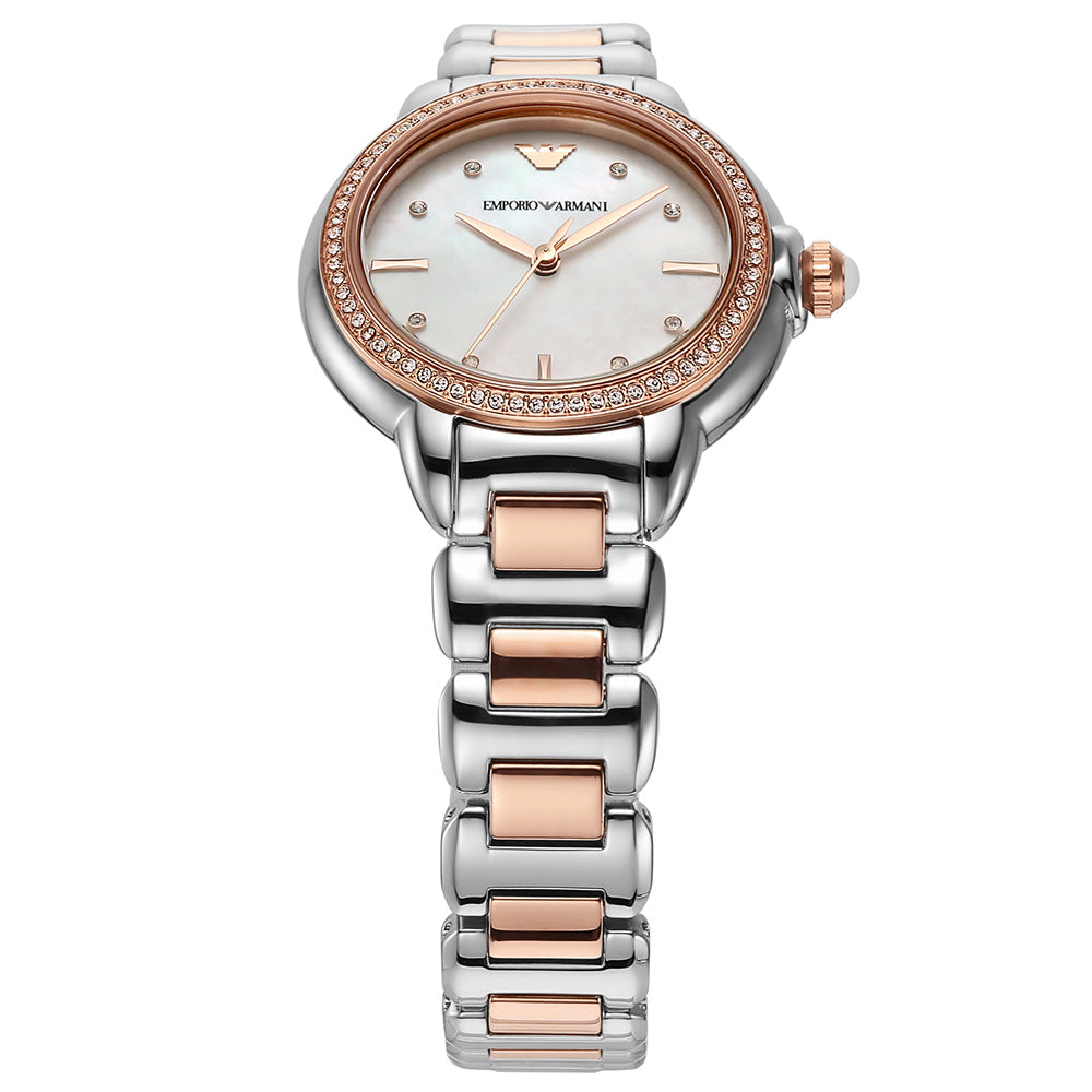 Emporio Armani AR11569 Mia Two-Tone Women's Watch - Luxury Stainless Steel Bracelet, Rose Gold Accents - Perfect for Office, Date Night & Special Occasions