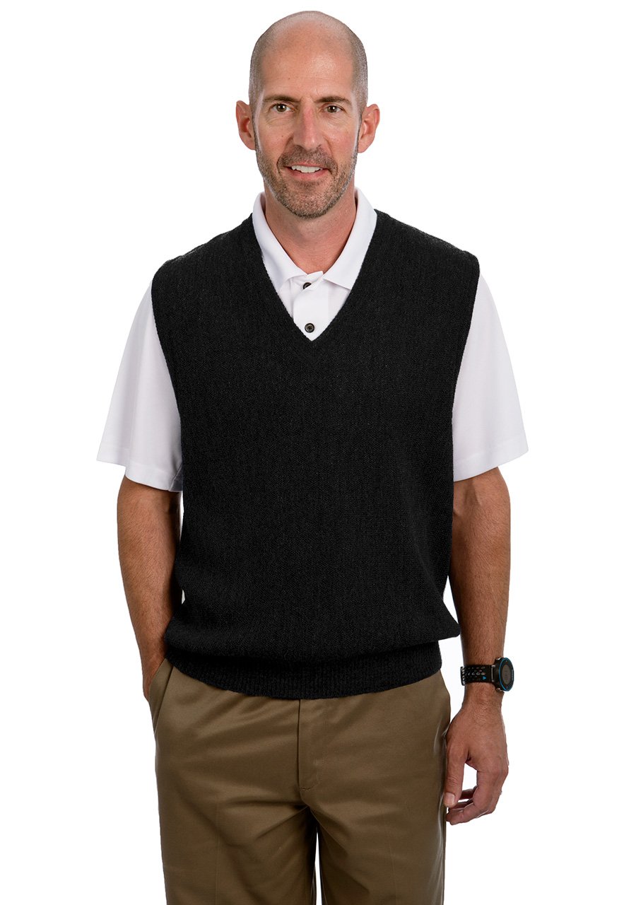 Men's V-Neck Links Sweater Vest - 100% Alpaca Wool, Warm & Soft Knit Pullover for Winter, Perfect for Office, Business Casual & Holiday Outfits