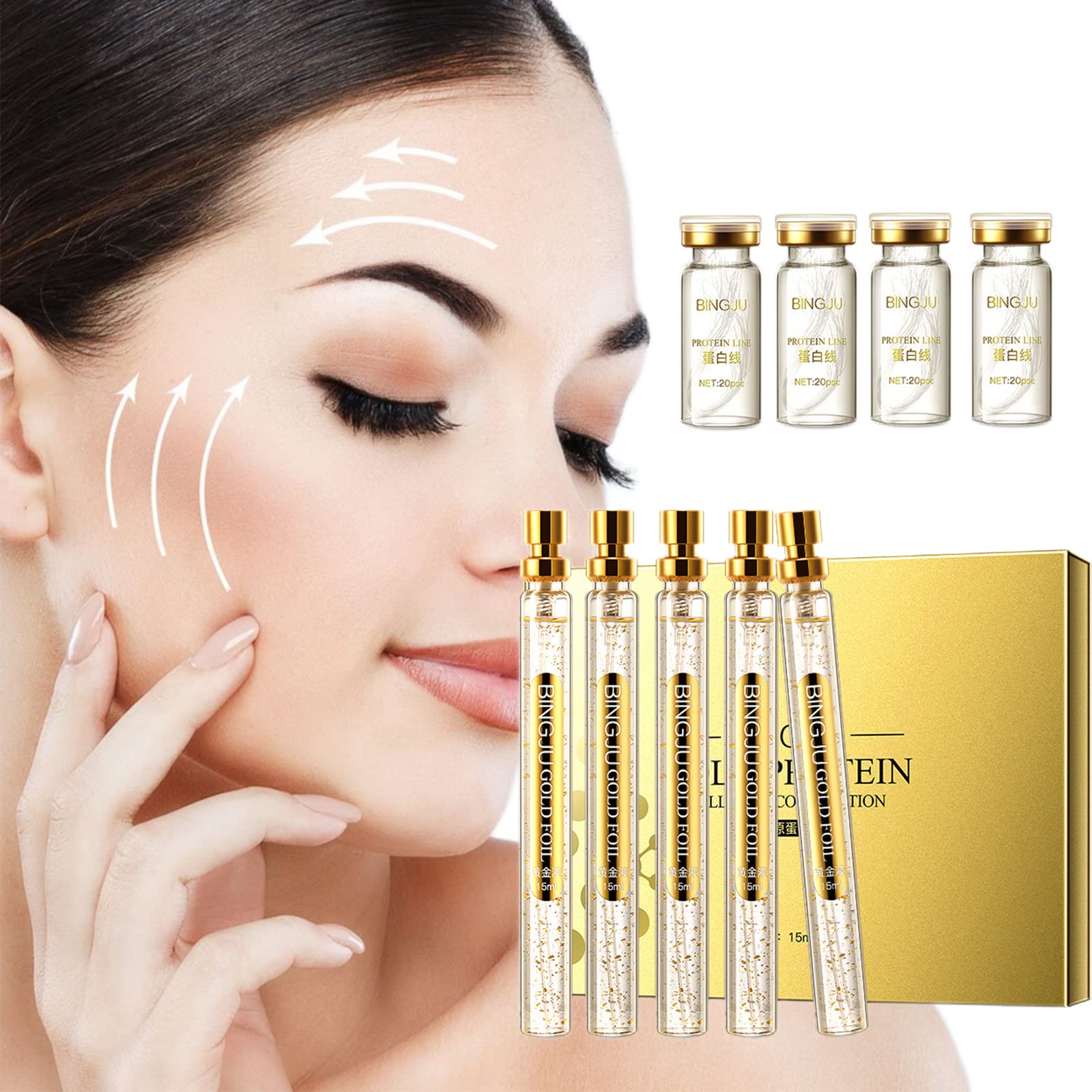 **Bandoo Collagen Threads & Anti-Wrinkle Facial Serum Set (1 Box + 4 Protein Thread Bottles) – Rejuvenate Skin & Reduce Fine Lines for a Youthful Glow | Perfect for Daily Skincare & Anti-Aging Routine**