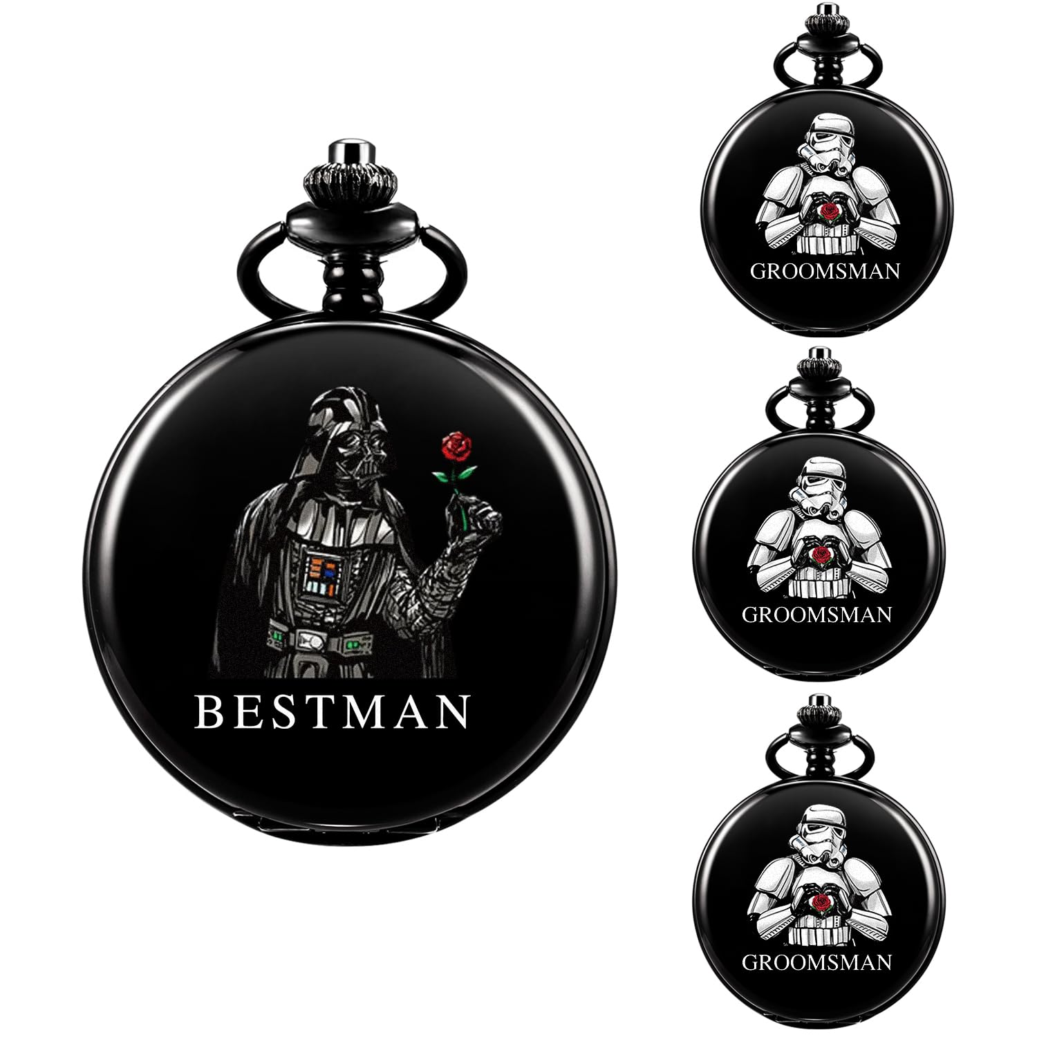 ManChDa Engraved Pocket Watch for Men - Premium Groomsmen & Bestman Gift Set - Classic Vintage Style Pocket Watch for Weddings, Anniversaries & Special Occasions