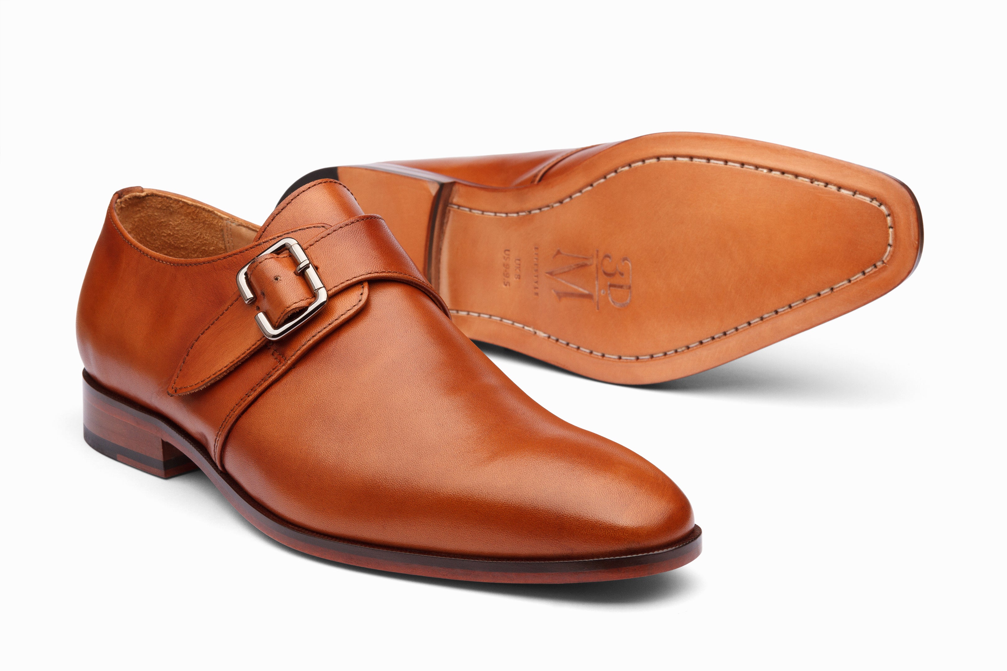 Men's Single Monkstrap Dress Shoes in Tan - Classic Formal & Business Attire for Weddings, Office & Special Occasions