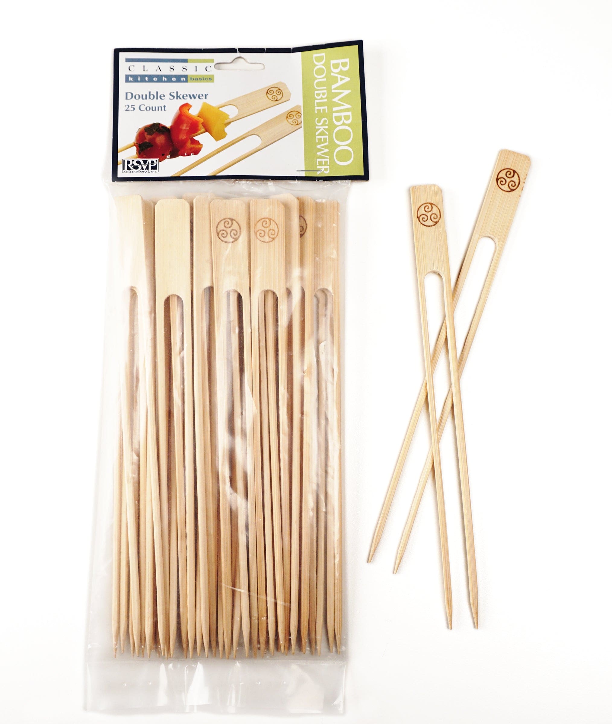Premium RSVP Bamboo Double Skewers - 12 Inch Reusable BBQ Grilling Skewers for Kabobs, Shrimp, Vegetables - Perfect for Outdoor Cooking, Camping & Backyard Parties