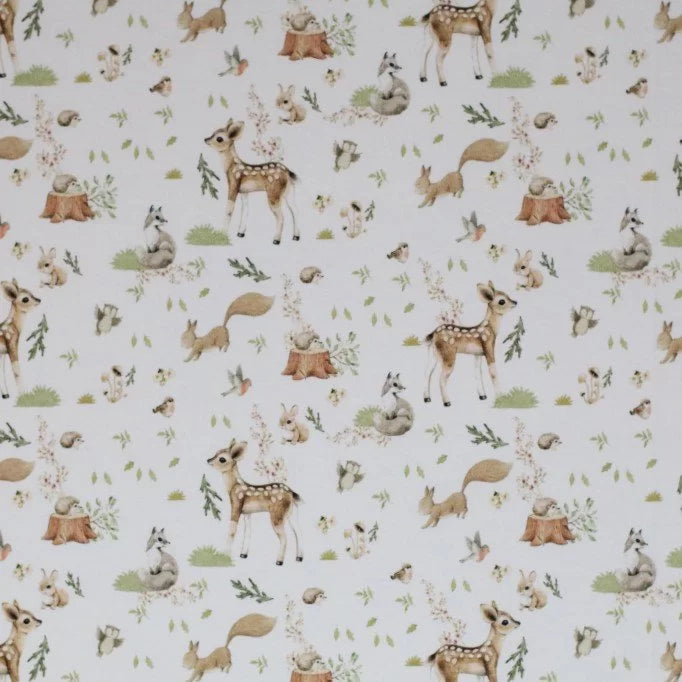 Premium Cotton Poplin Fabric with Adorable Woodland Creatures Print - Perfect for DIY Crafts, Quilting, and Home Decor Projects