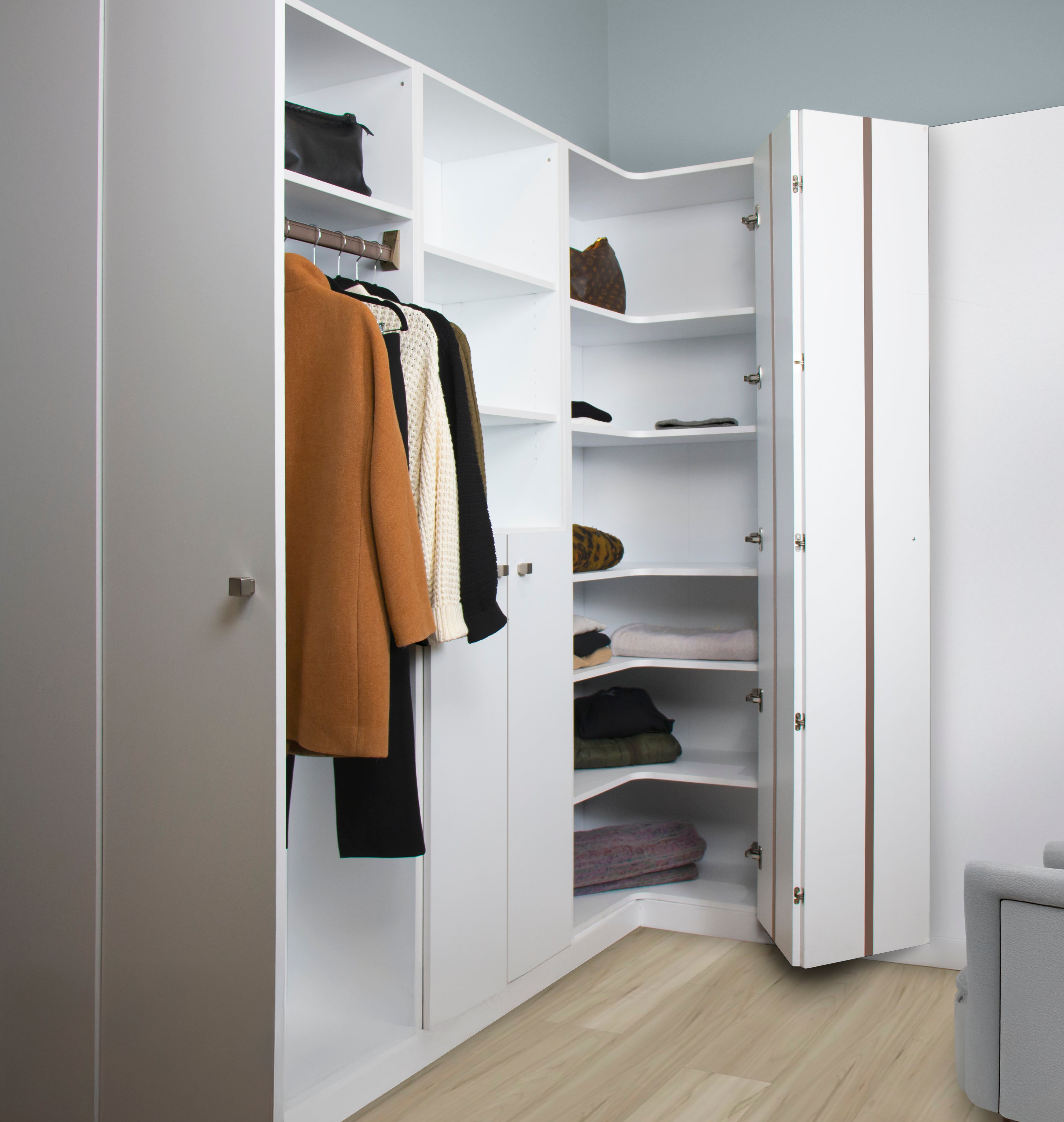 Stylish Gracious Home Closet Doors Corner Unit - Space-Saving Storage Solution for Bedrooms & Walk-In Closets