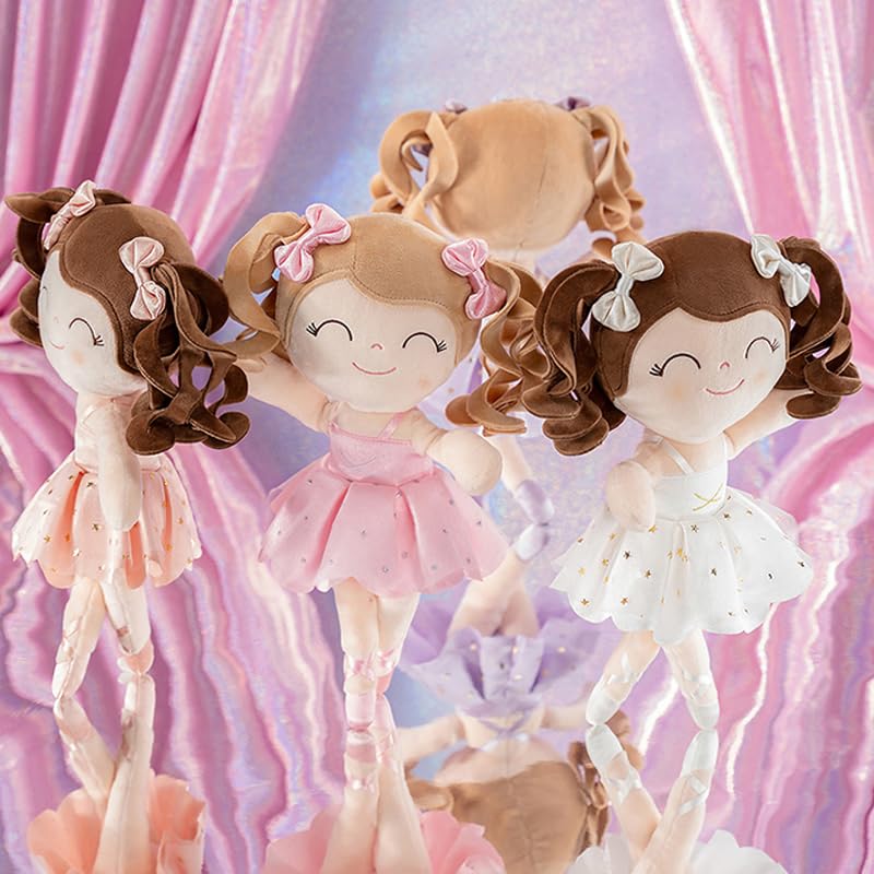 Soft Pink Baby Doll with Curly Hair - 33CM Plush Ballet Toy for Girls | Perfect Gift & Playtime